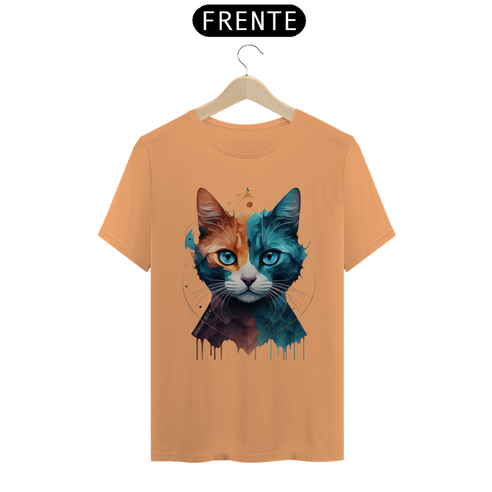 CAMISETA T-SHIRT ESTONADA, COLORFUL CAT