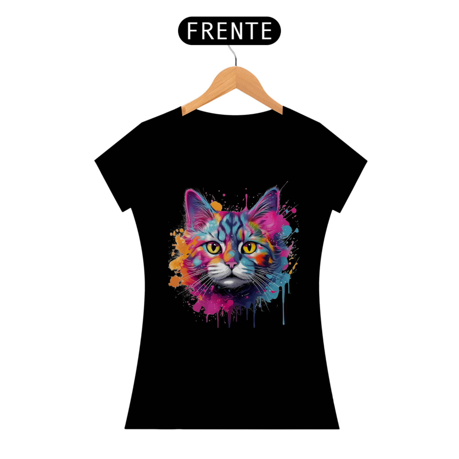 CAMISETA BABY LONG CLASSIC, CAT POP ART