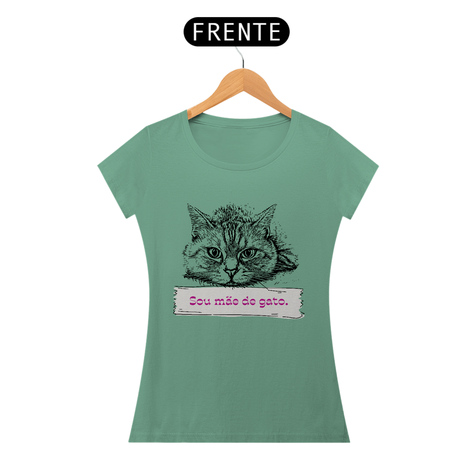 CAMISETA BABY LONG ESTONADA, FRASES SOU MÃE DE GATO