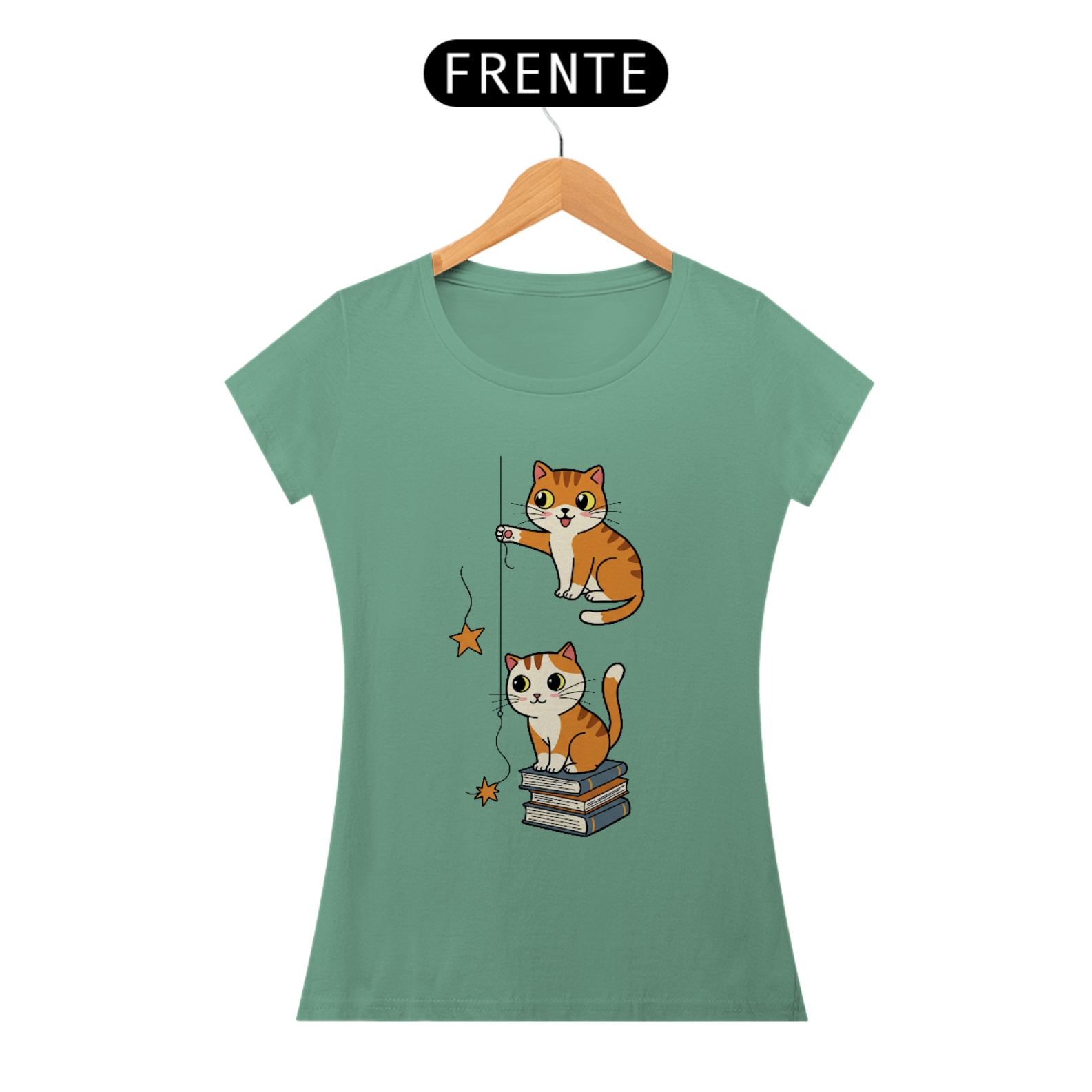 CAMISETA BABY LONG ESTONADA, CUTE CAT