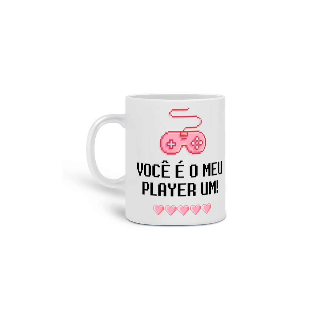 Caneca Você é o meu player 1 rosa