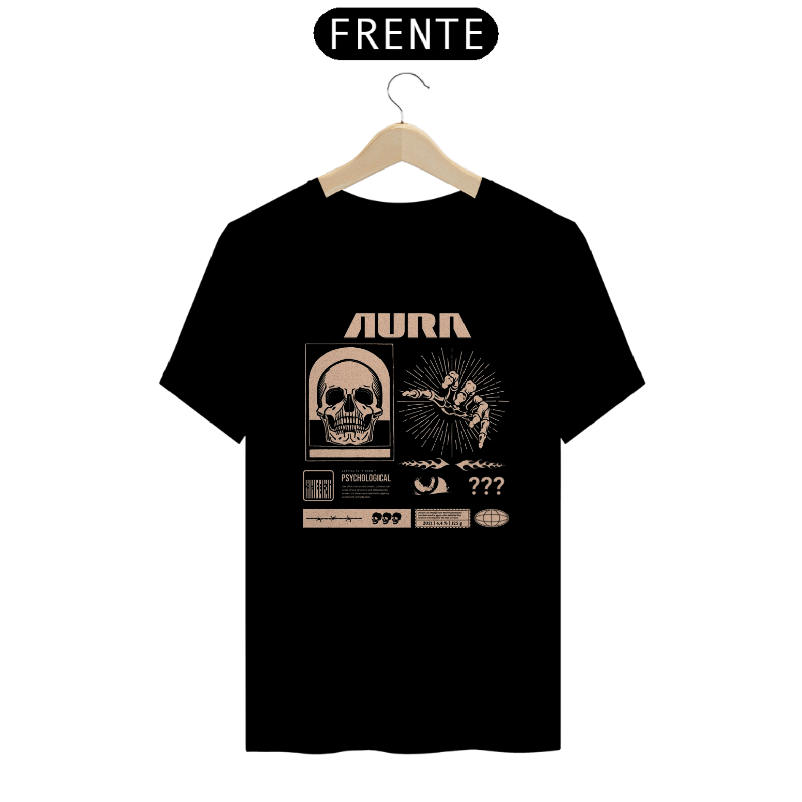Camiseta Aura Caveira Esqueleto Olho Streetwear Psychological