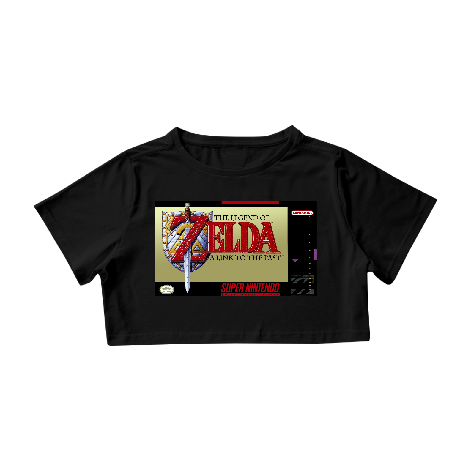 CAMISA CROPPED ZELDA SUPER NINTENDO PRETA