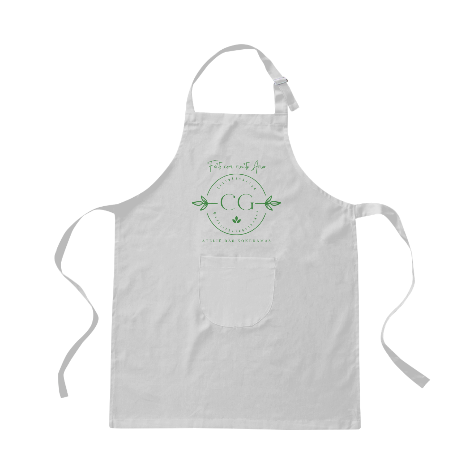 Avental Brim - Ateliê das Kokedamas - Letras Verdes 4