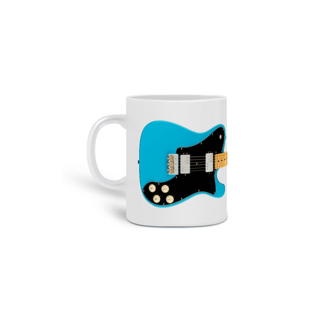 Caneca Cerâmica - Guitarra Fender American Professional II Telecaster Deluxe Miami Blue - HD