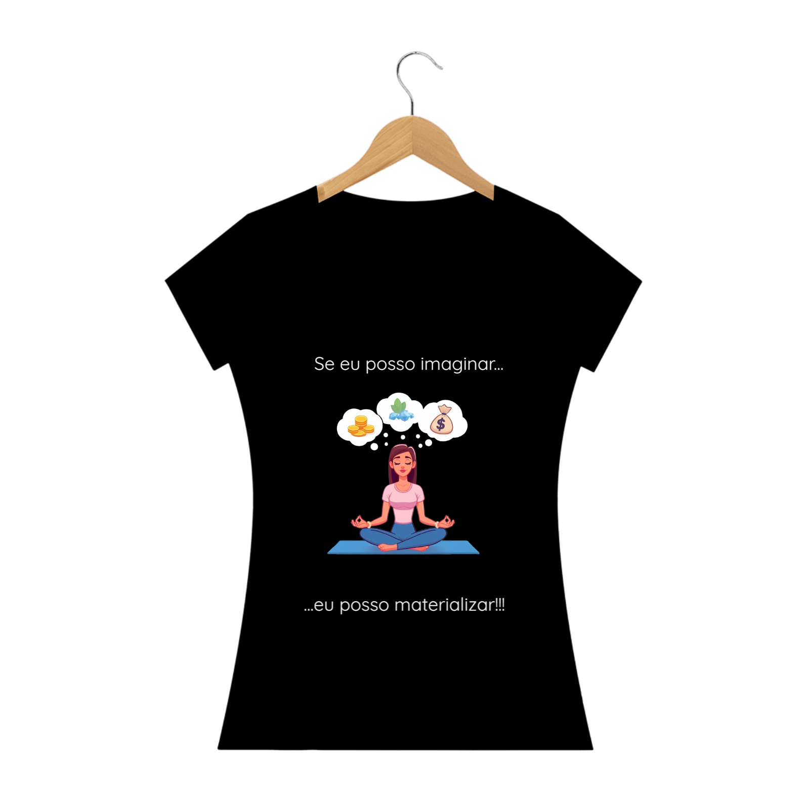 Camiseta Baby Long Prime - Preta  - Se eu posso imaginar, eu posso materializar!!! Modelo 1