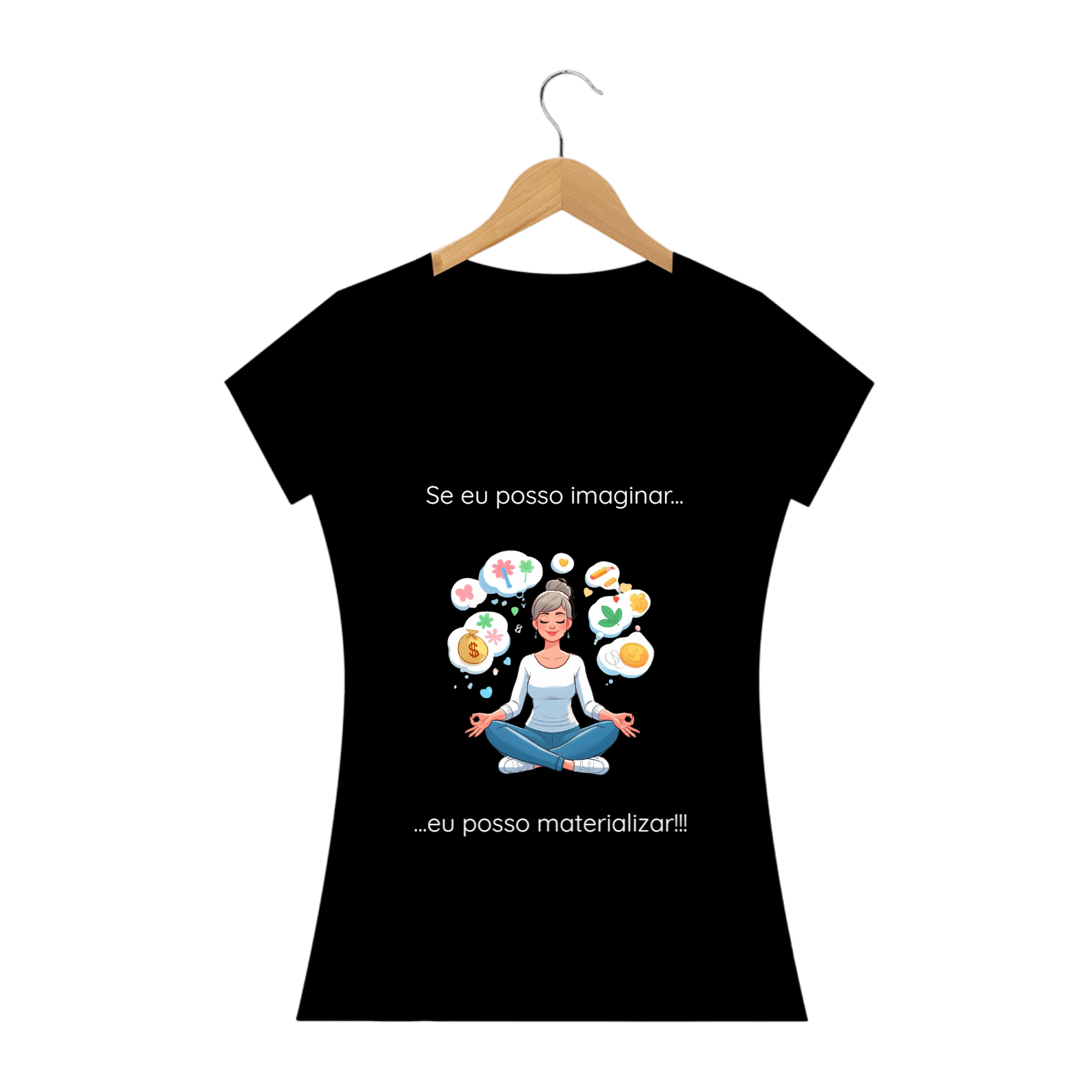 Camiseta Baby Long Prime - Preta - Se eu posso imaginar, eu posso materializar!!! Modelo 2