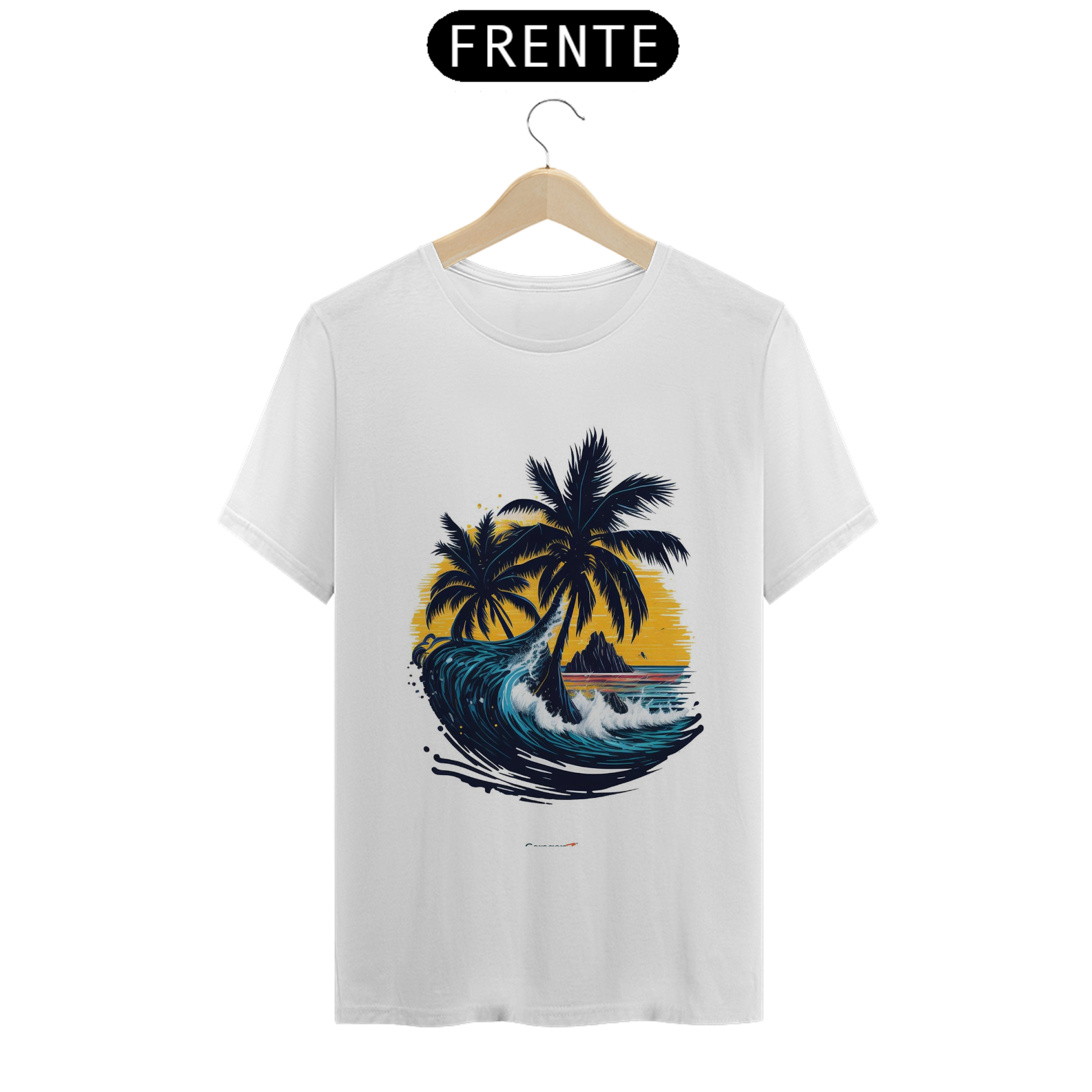 Nome do produto  Ilustração de palmeiras e lindas ondas