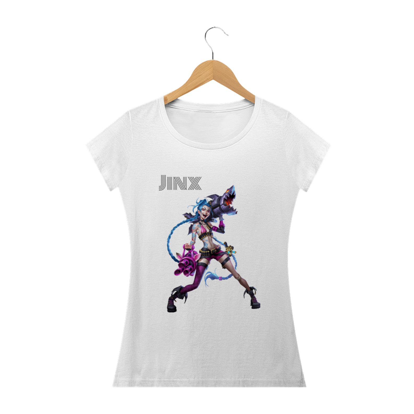 T-Shirt Feminina - TEMÁTICA League Of Legends (JINX)