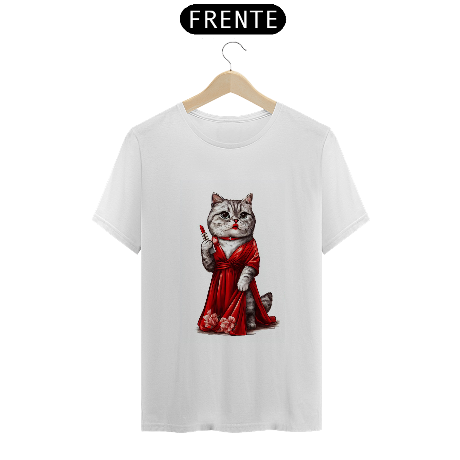 Camisa Gata Passando Batom