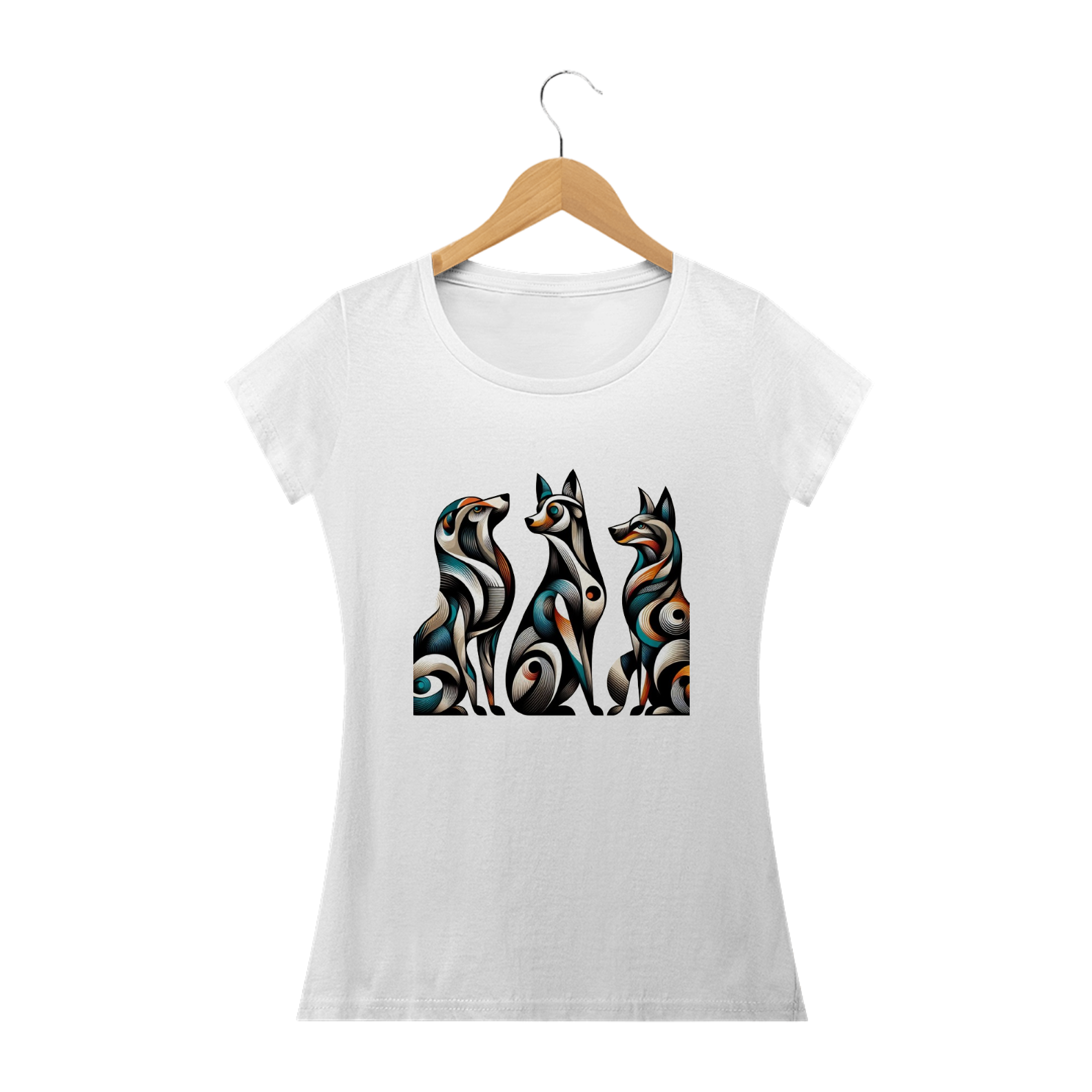 Camiseta Baby Long Cachorros Geométricos