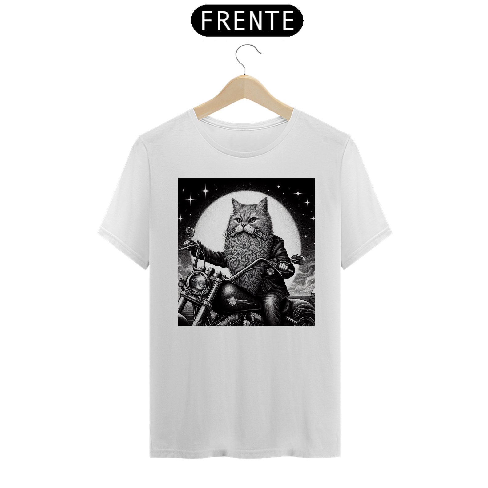 Camiseta - Gato pilotando moto 