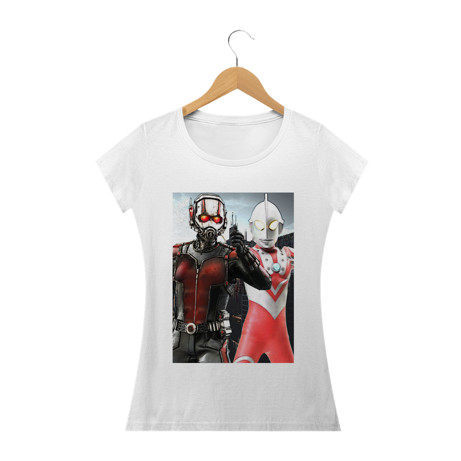 Camiseta Homem Formiga e Ultraman Feminina