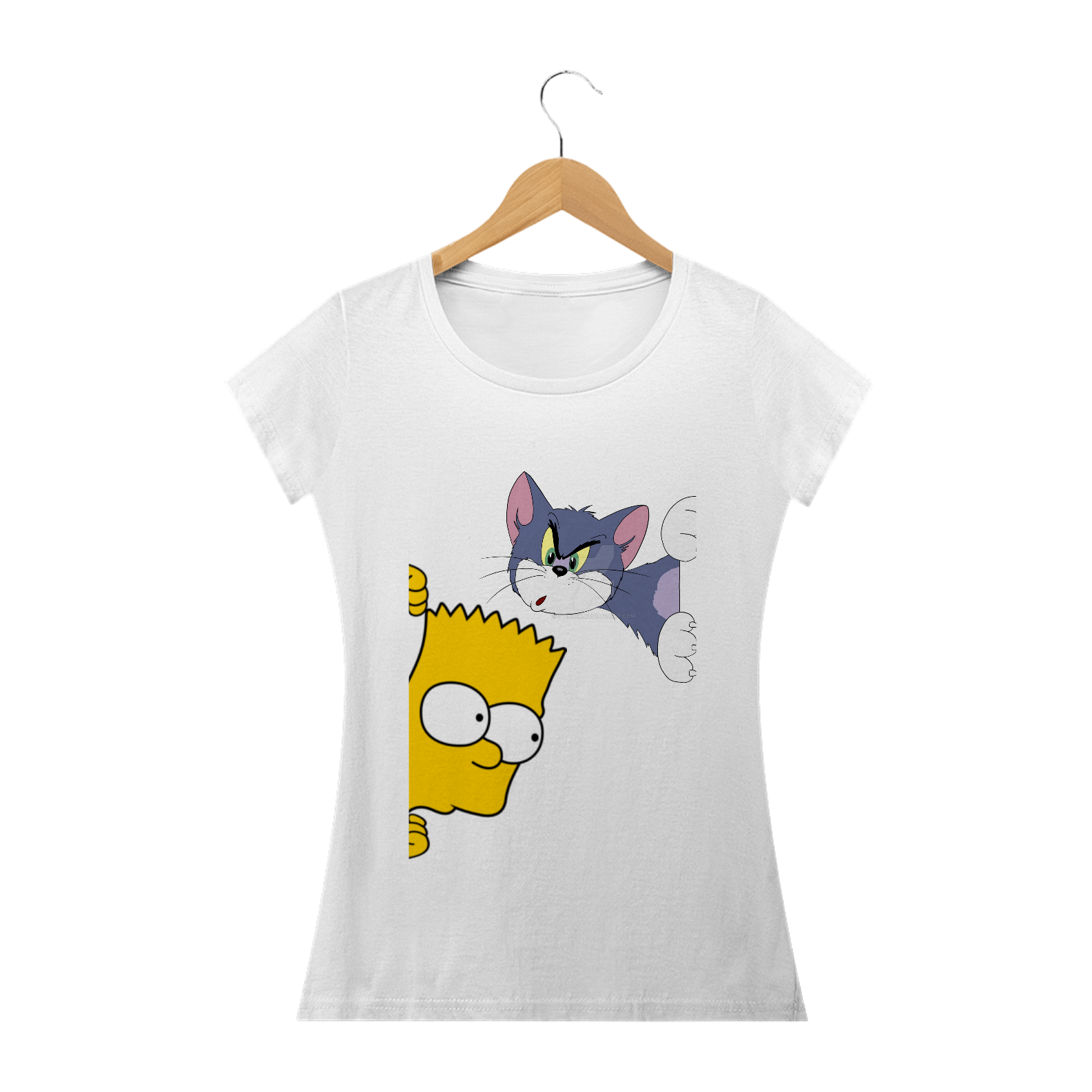 Camiseta Bart Simpson e Tom (Tom e Jerry) Feminina