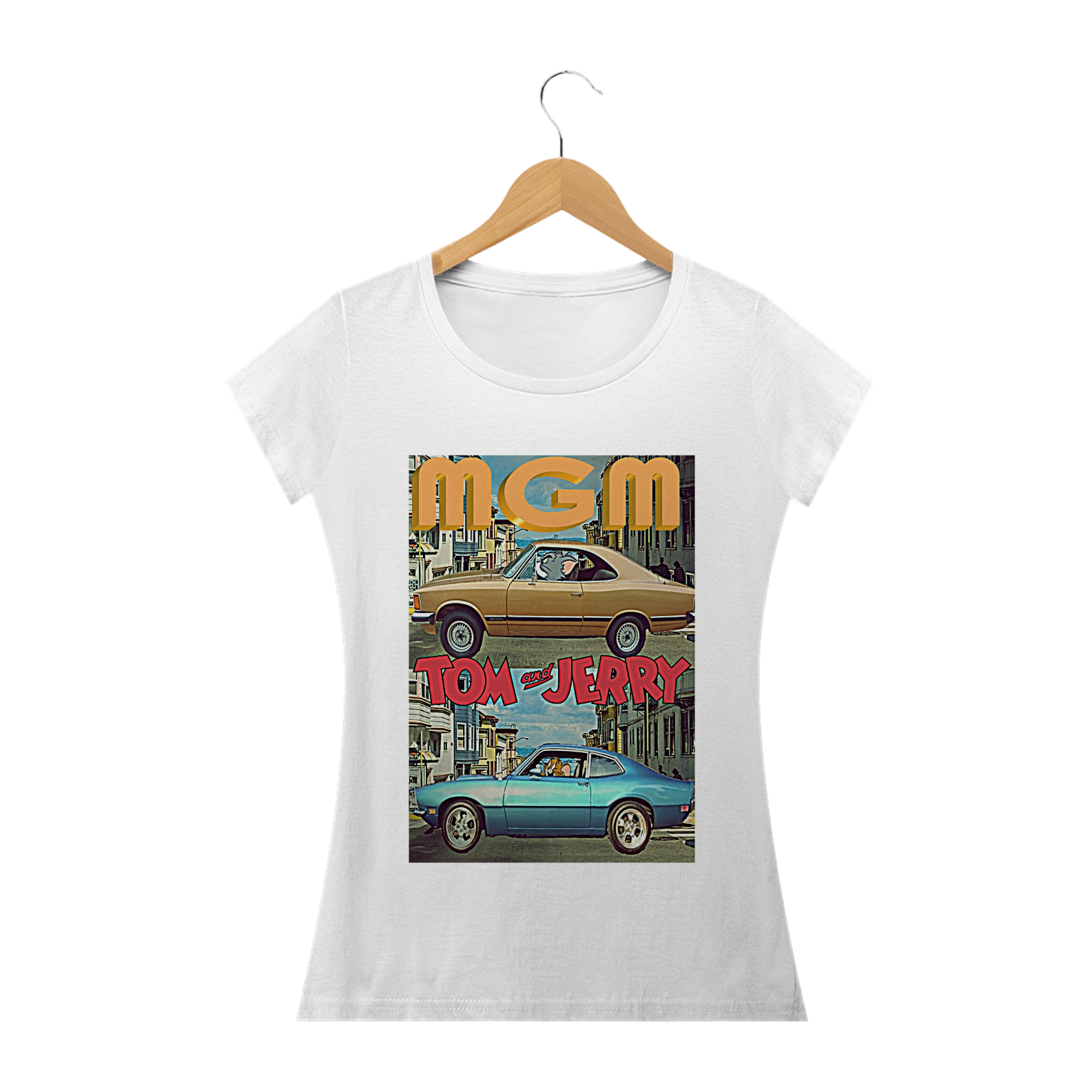 Camiseta Tom e Jerry Carros Feminina