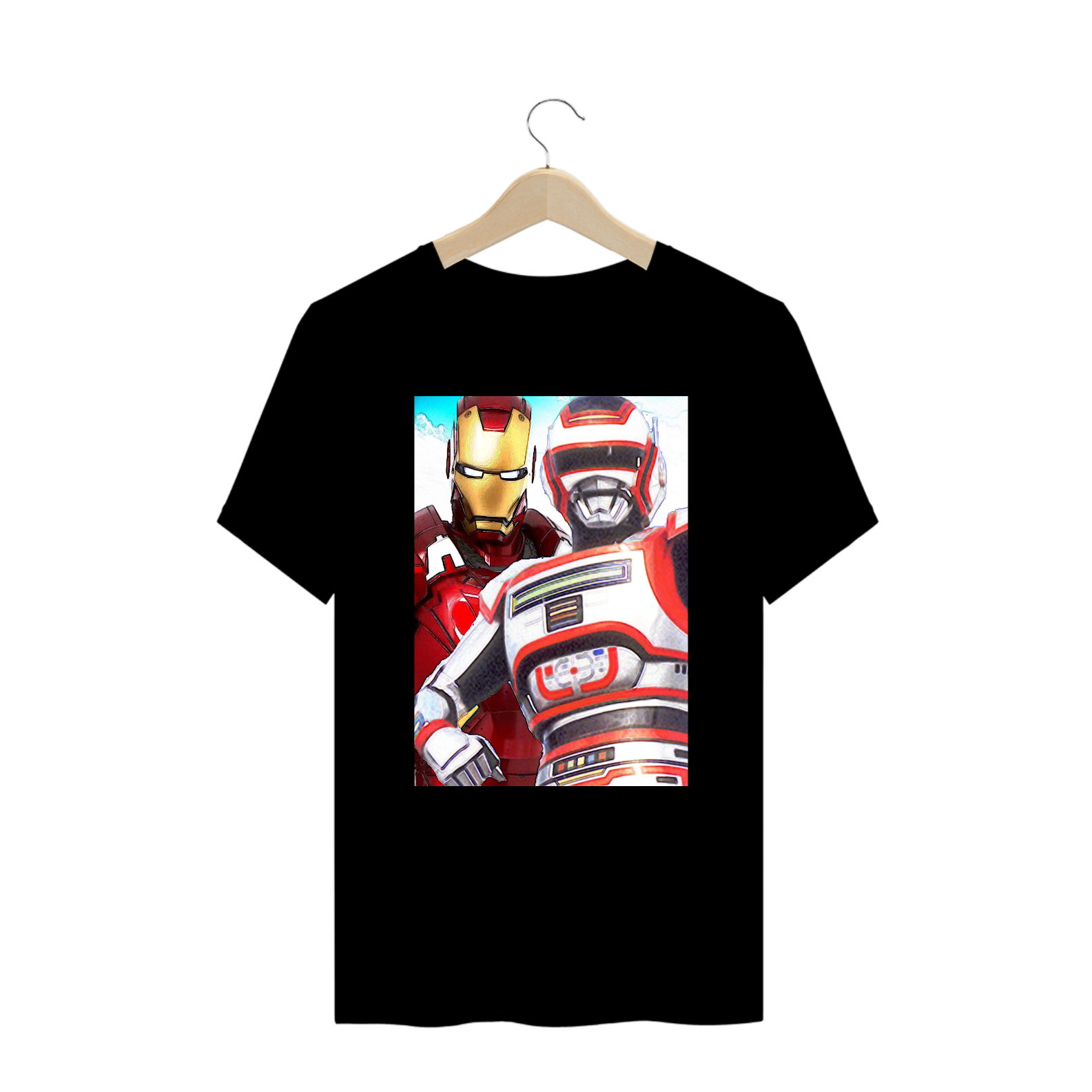 Camiseta Jaspion e Homem De Ferro Plus Size