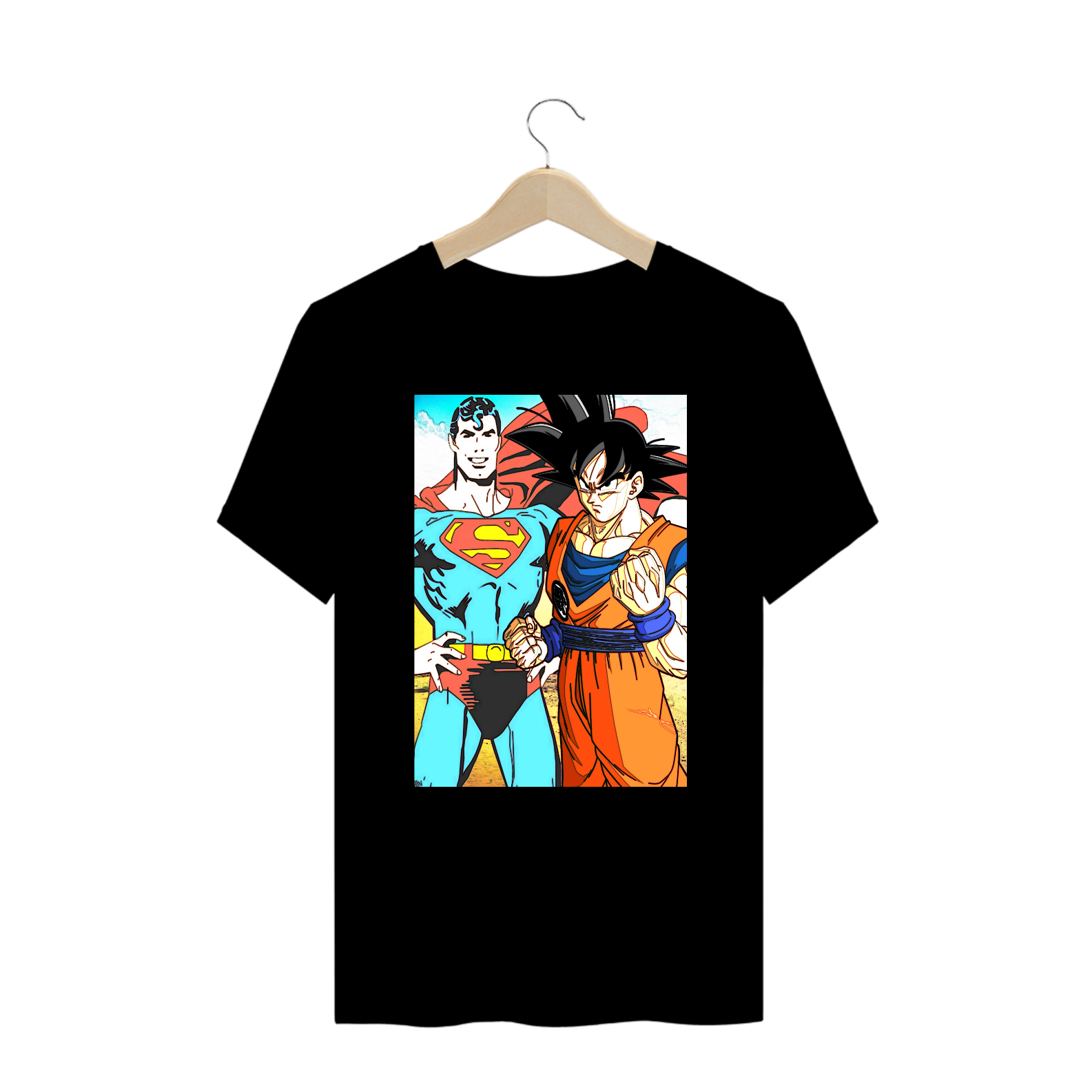 Camiseta Superman e Goku Plus Size