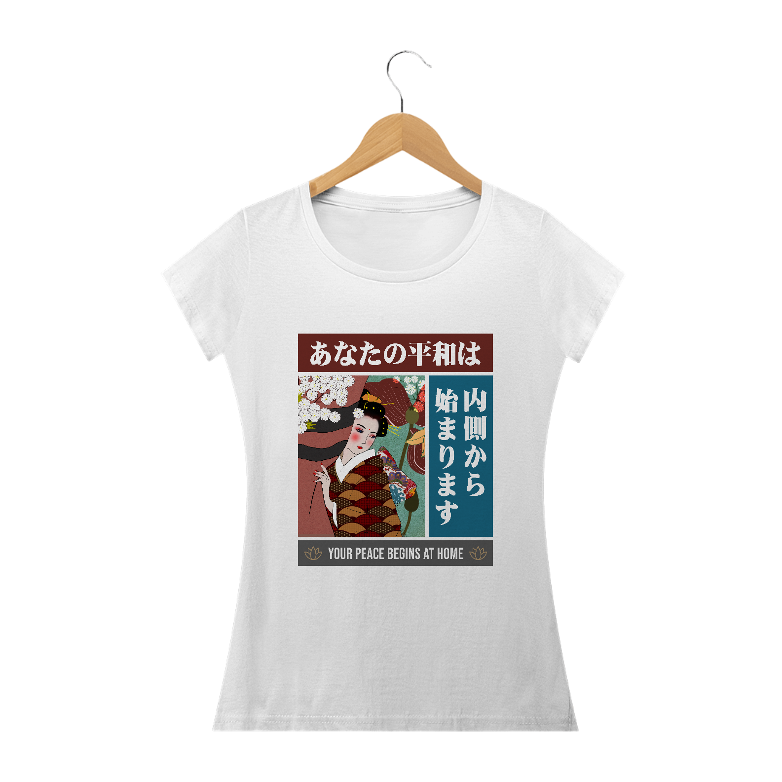 Camiseta Baby Long: “Your peace begins at home”