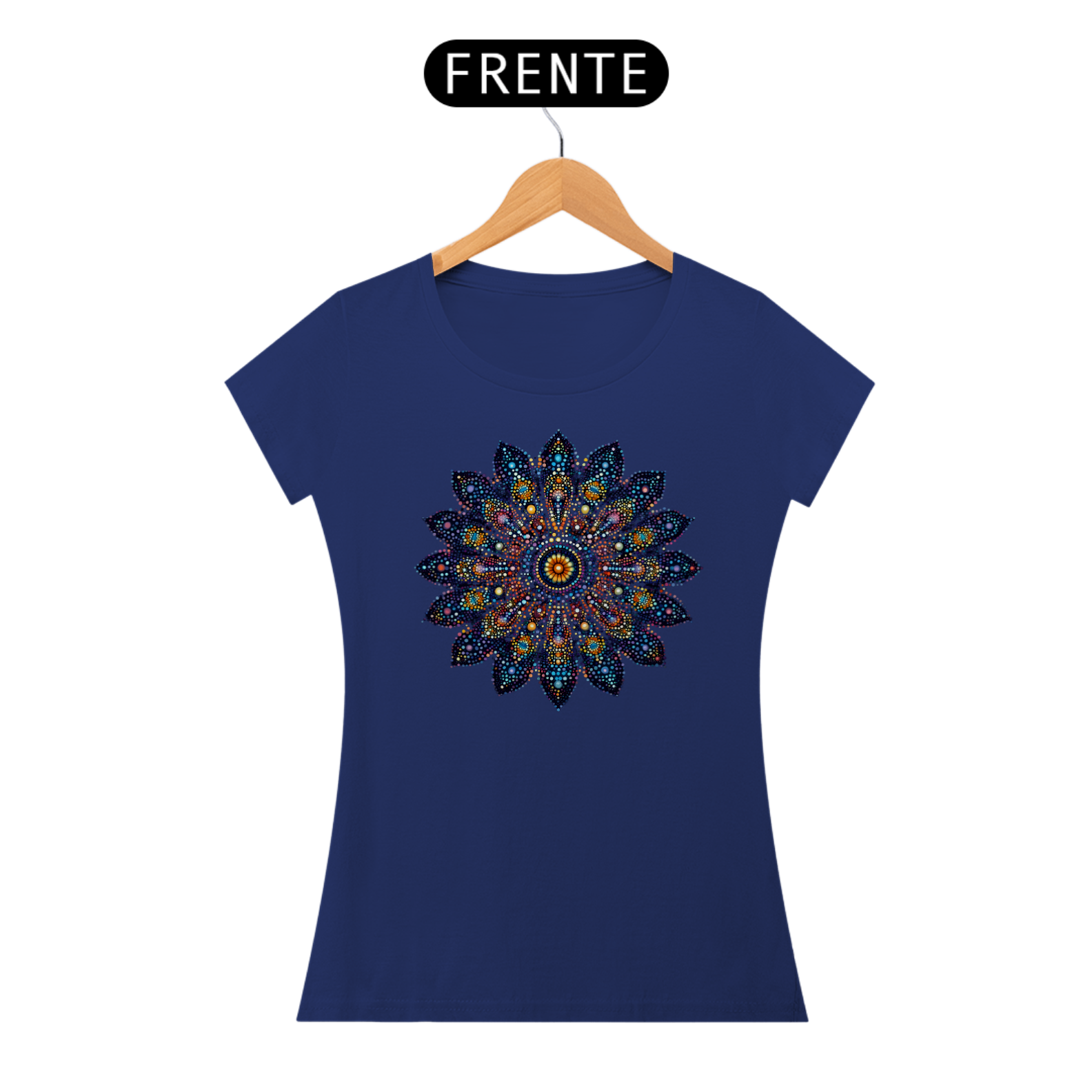Camiseta Feminina Algodão Pima Mandala Pontilhismo