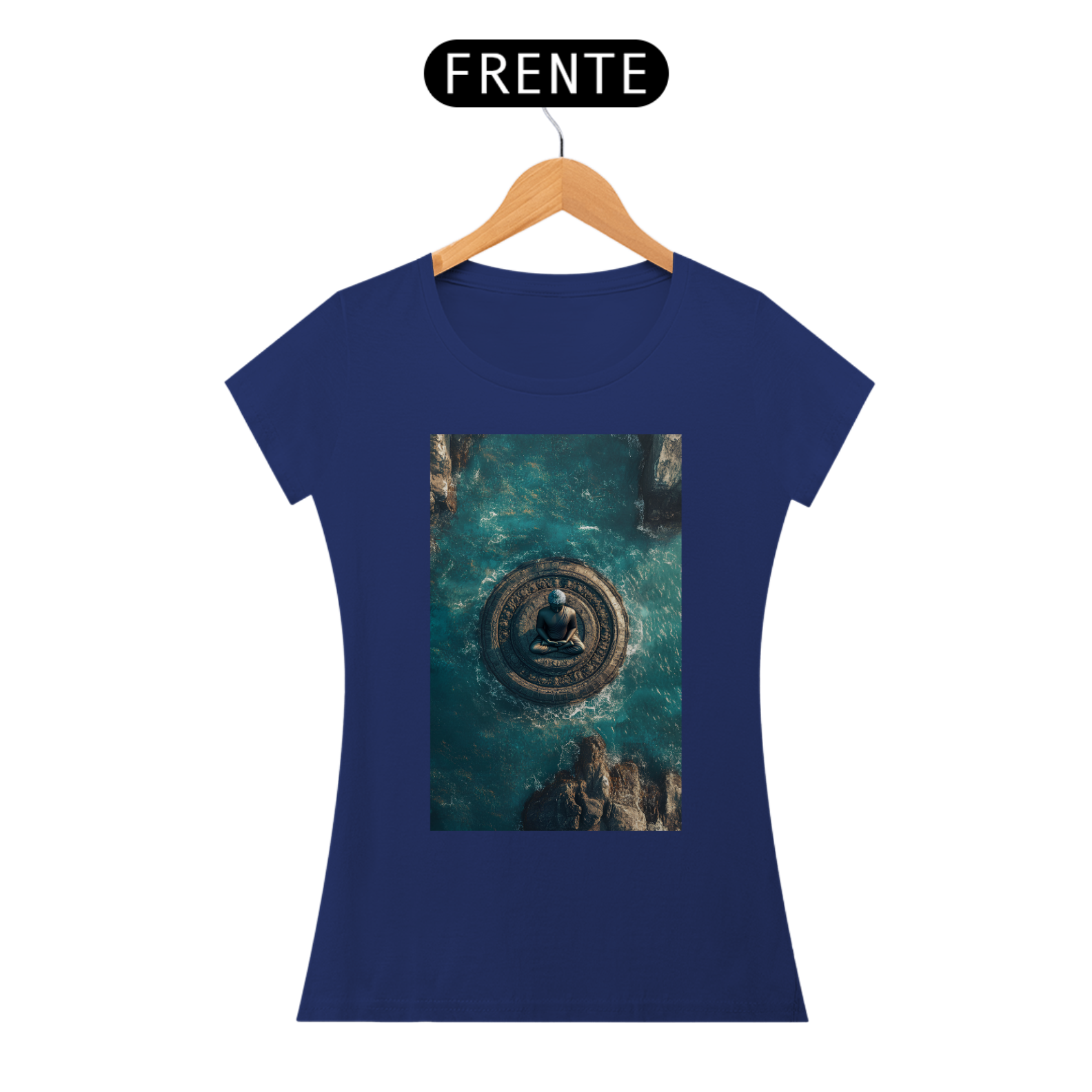 Camiseta Feminina Algodão Pima Mandala do Buda (Aérea)