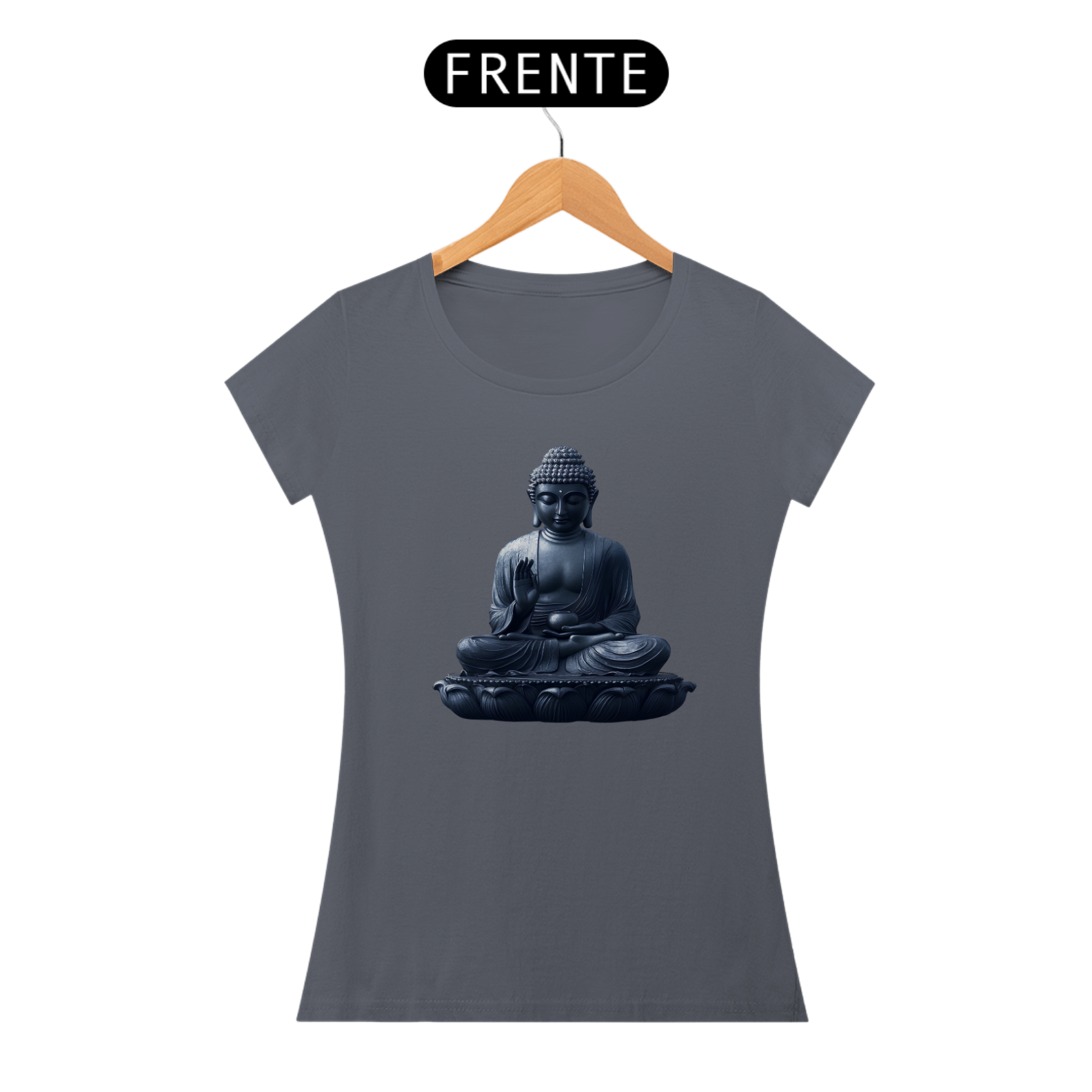 Camiseta Feminina Algodão Pima Mandala  do Buda (Monocromático)