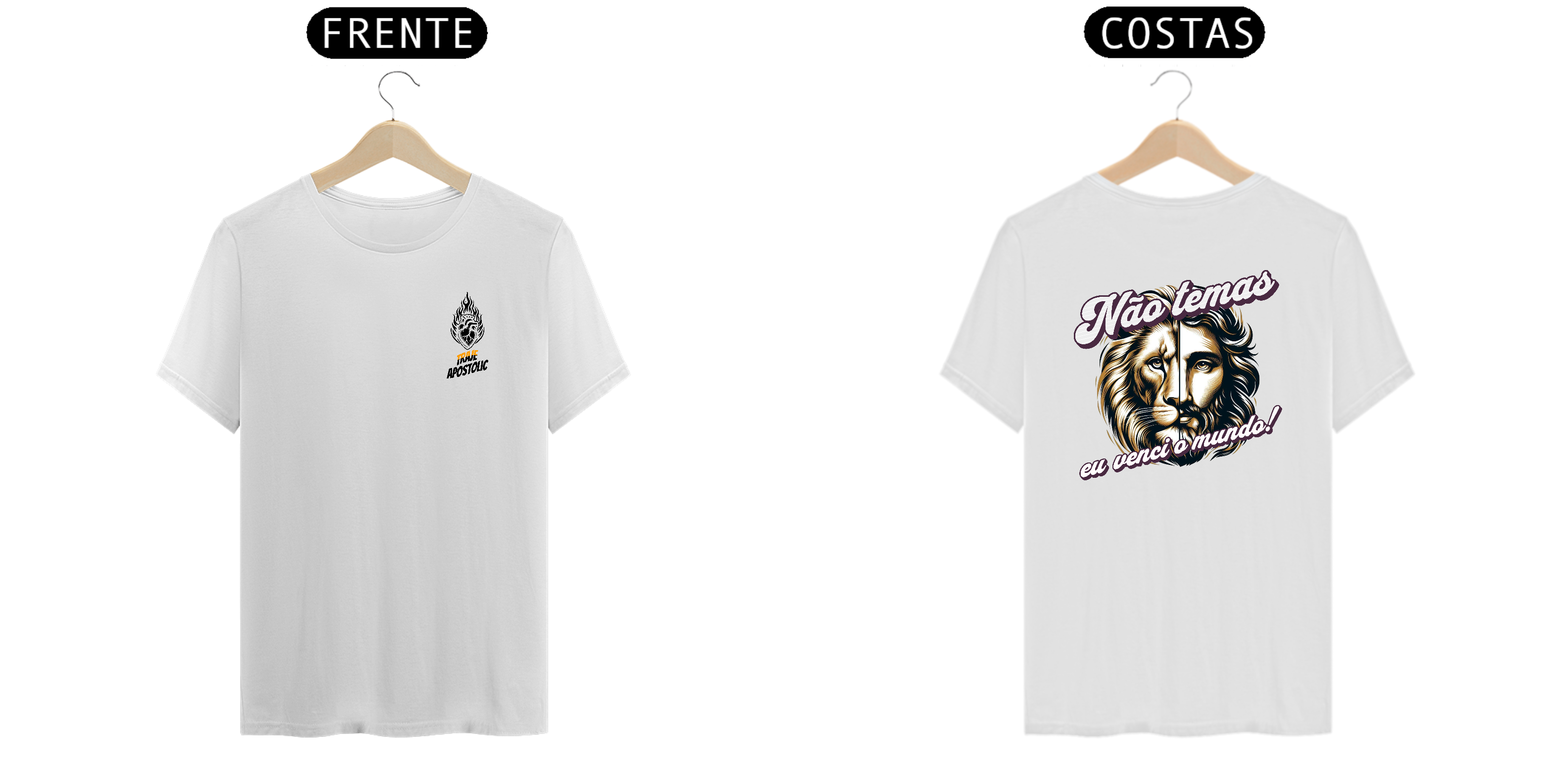 Camiseta Jesus e Leão de Judá - Não temas, eu venci o mundo!