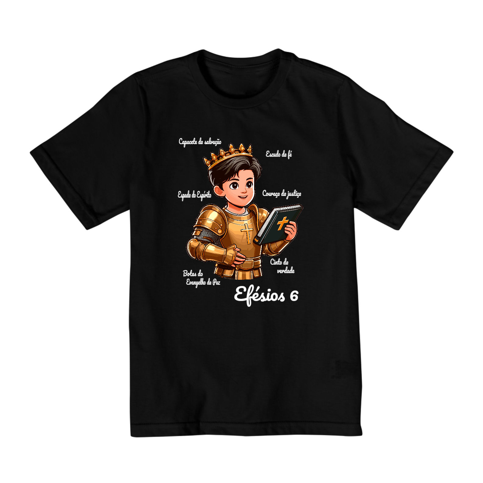 Nome do produto: Camiseta Infantil Masc Armadura de Deus Cores escuras