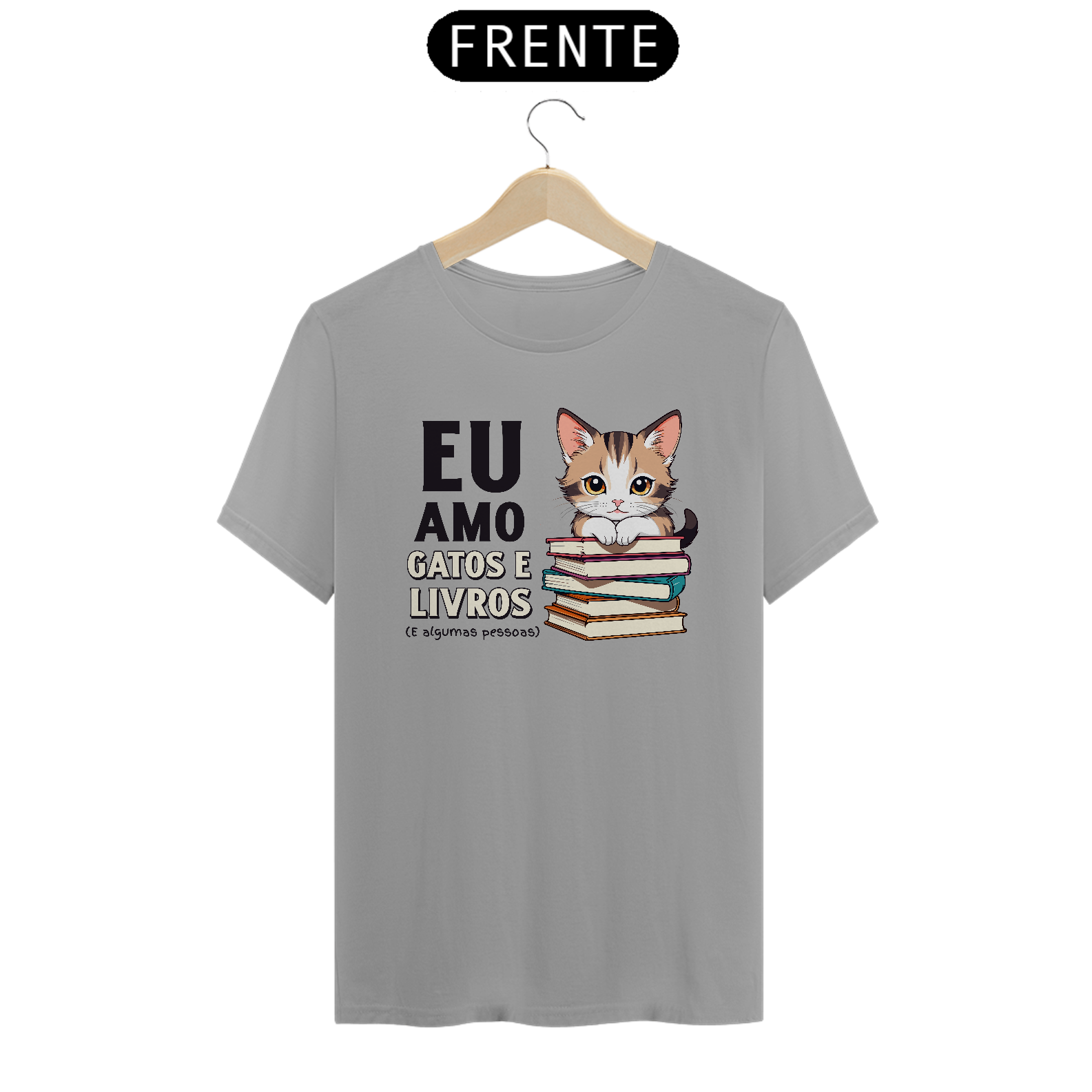 CAMISETA EU AMO GATOS E LIVROS (BLACK)