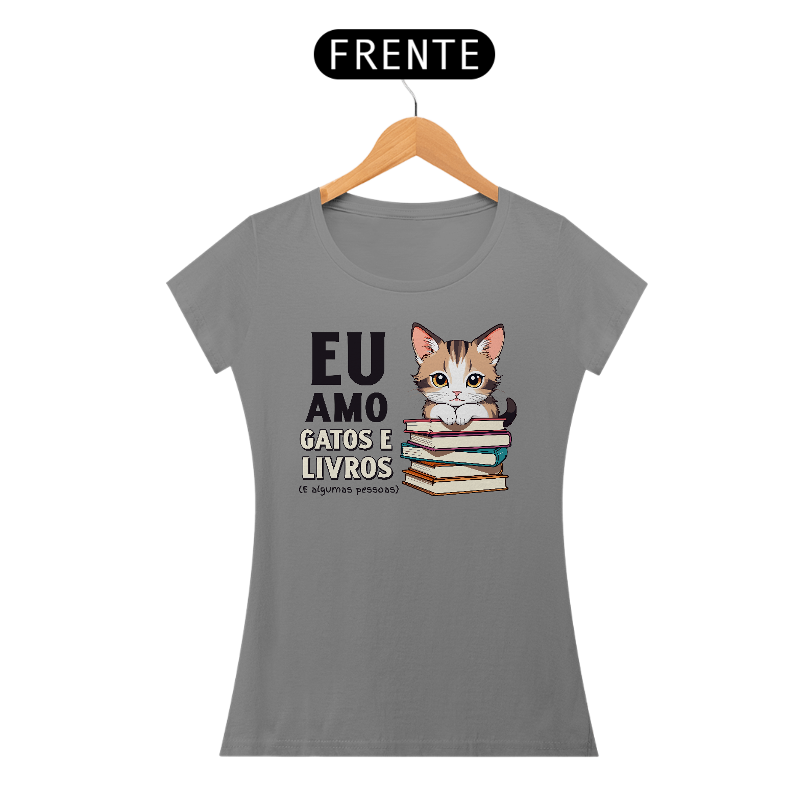 BABY LONG EU AMO GATOS E LIVROS (BLACK)