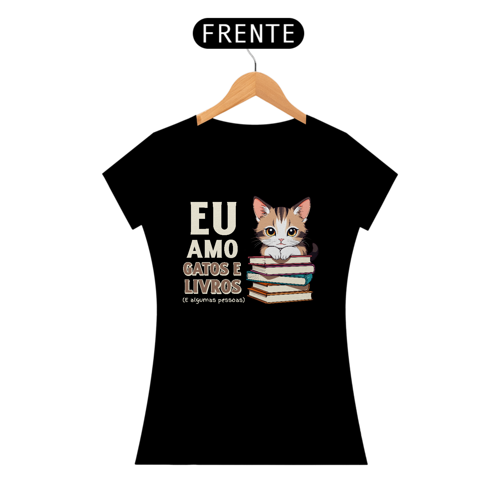 BABY LONG EU AMO GATOS E LIVROS (WHITE)