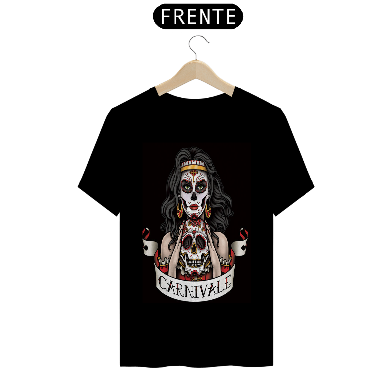 Nome do produto  camiseta unisex mexicana La Catrina caveira