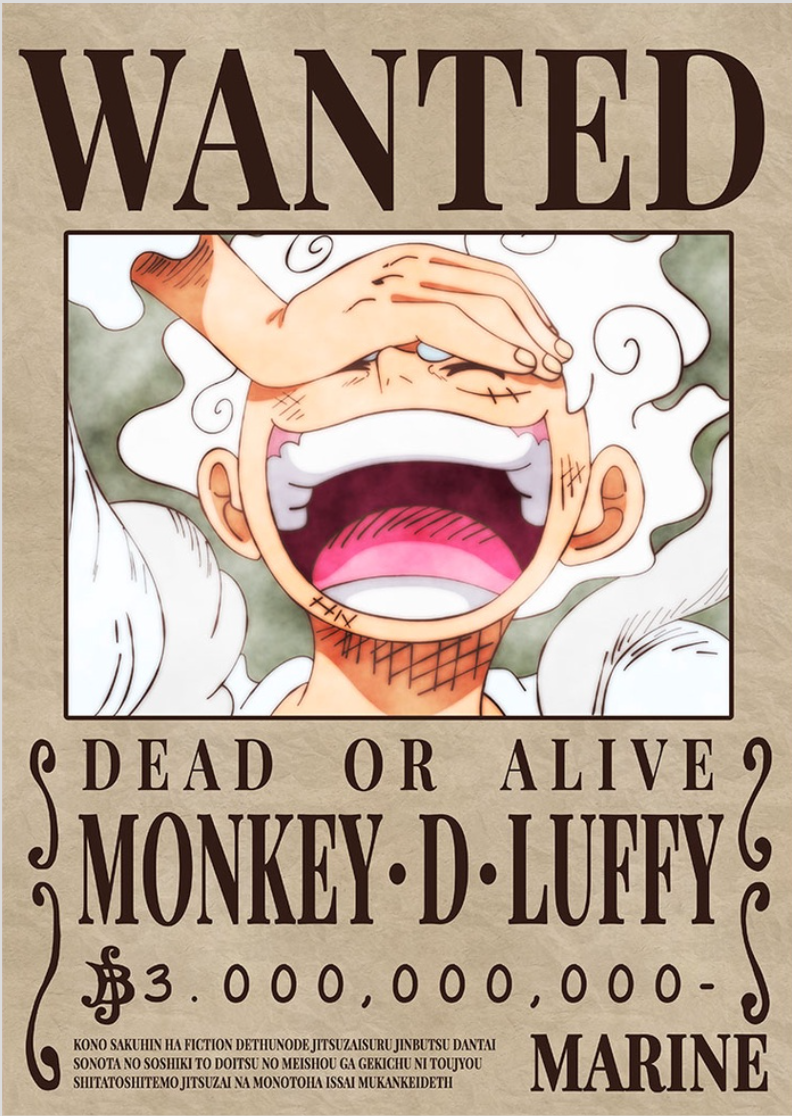 Pôster recompensa de Luffy imperador pirata