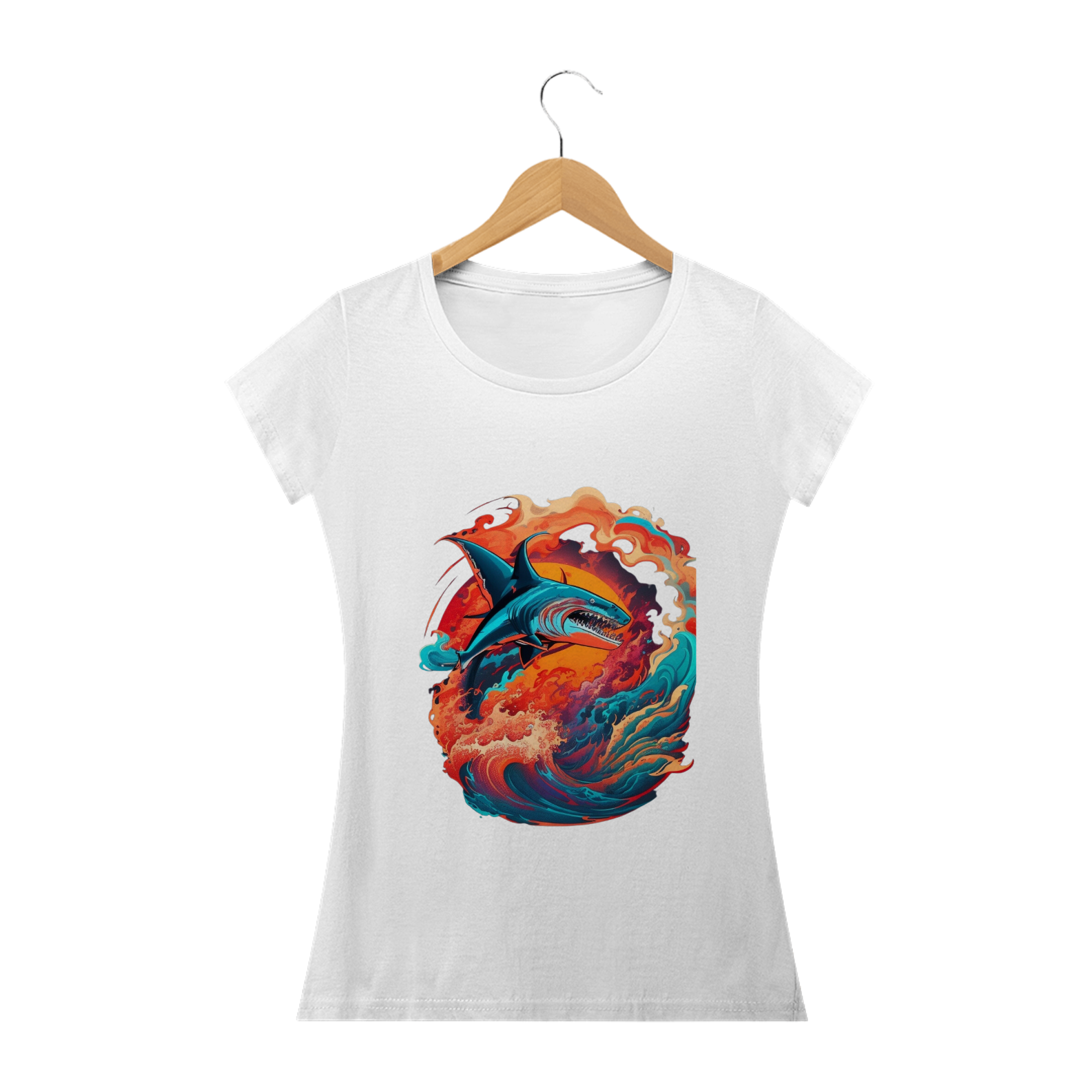 Camiseta Feminina Baby Look Tubarão