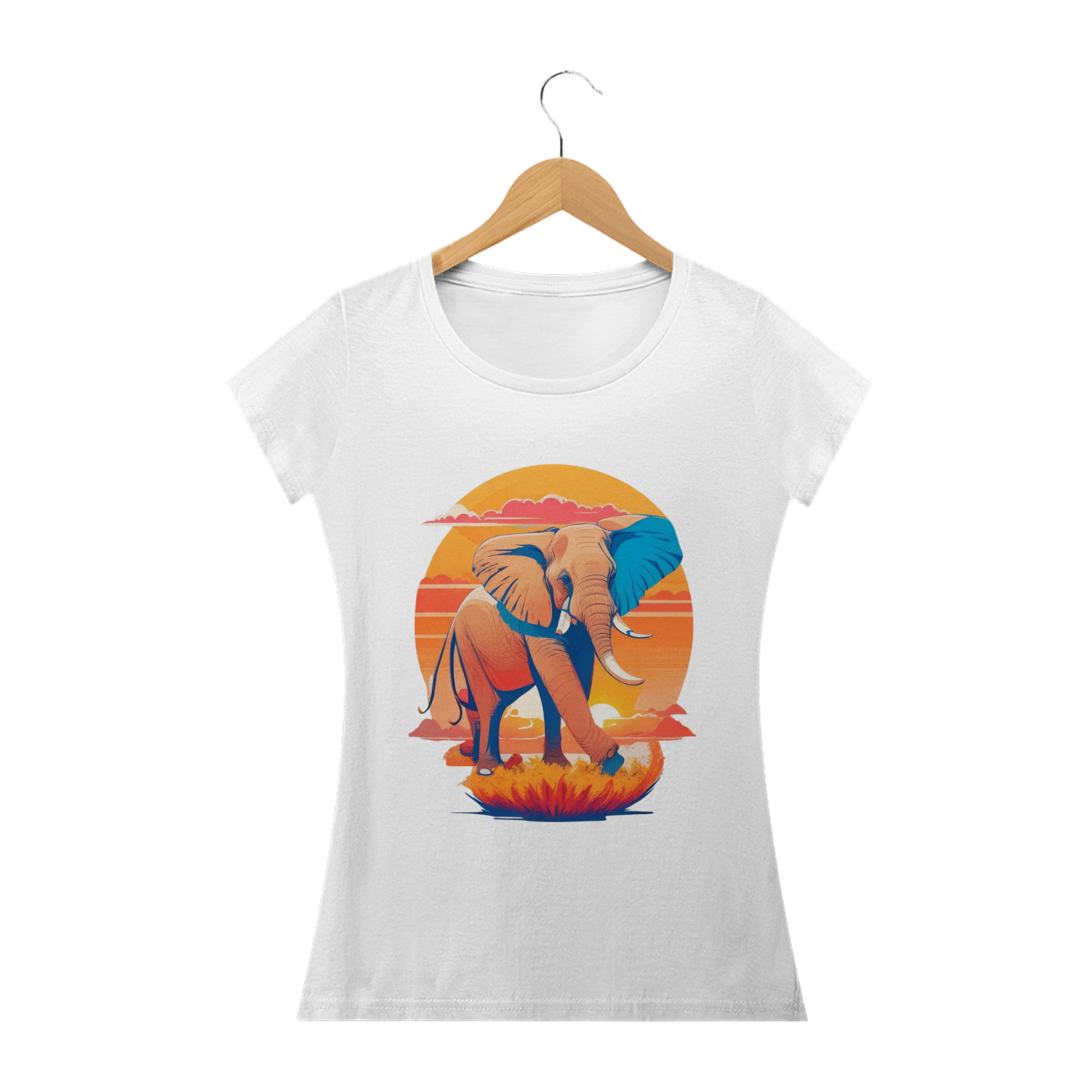 Camiseta Feminina Baby Look Elefante Forasteiro