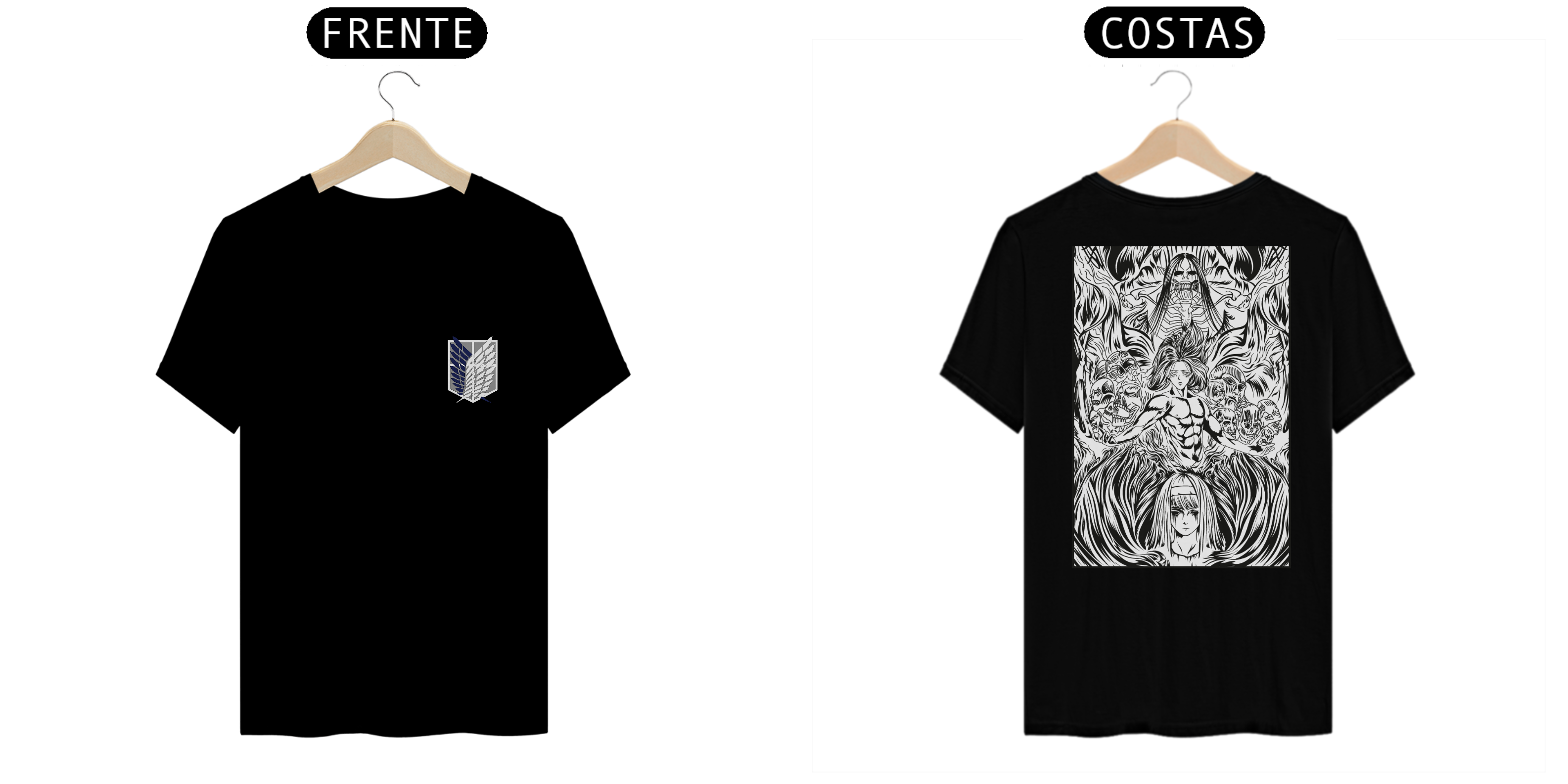 CAMISETA PRETA FRENTE E COSTAS / TATAKAE (BÔNUS)