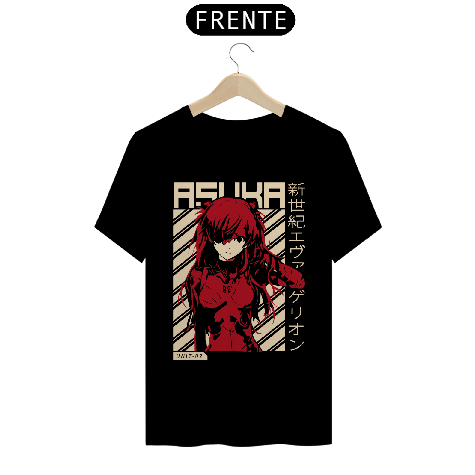 Nome do produto: CAMISETA PRETA EVANGELION ASUKA LANGLEY SORYU