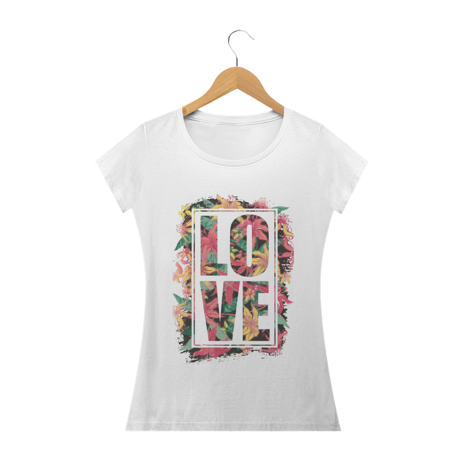 Camisa Femenina Baby long Classic - Estampa Love