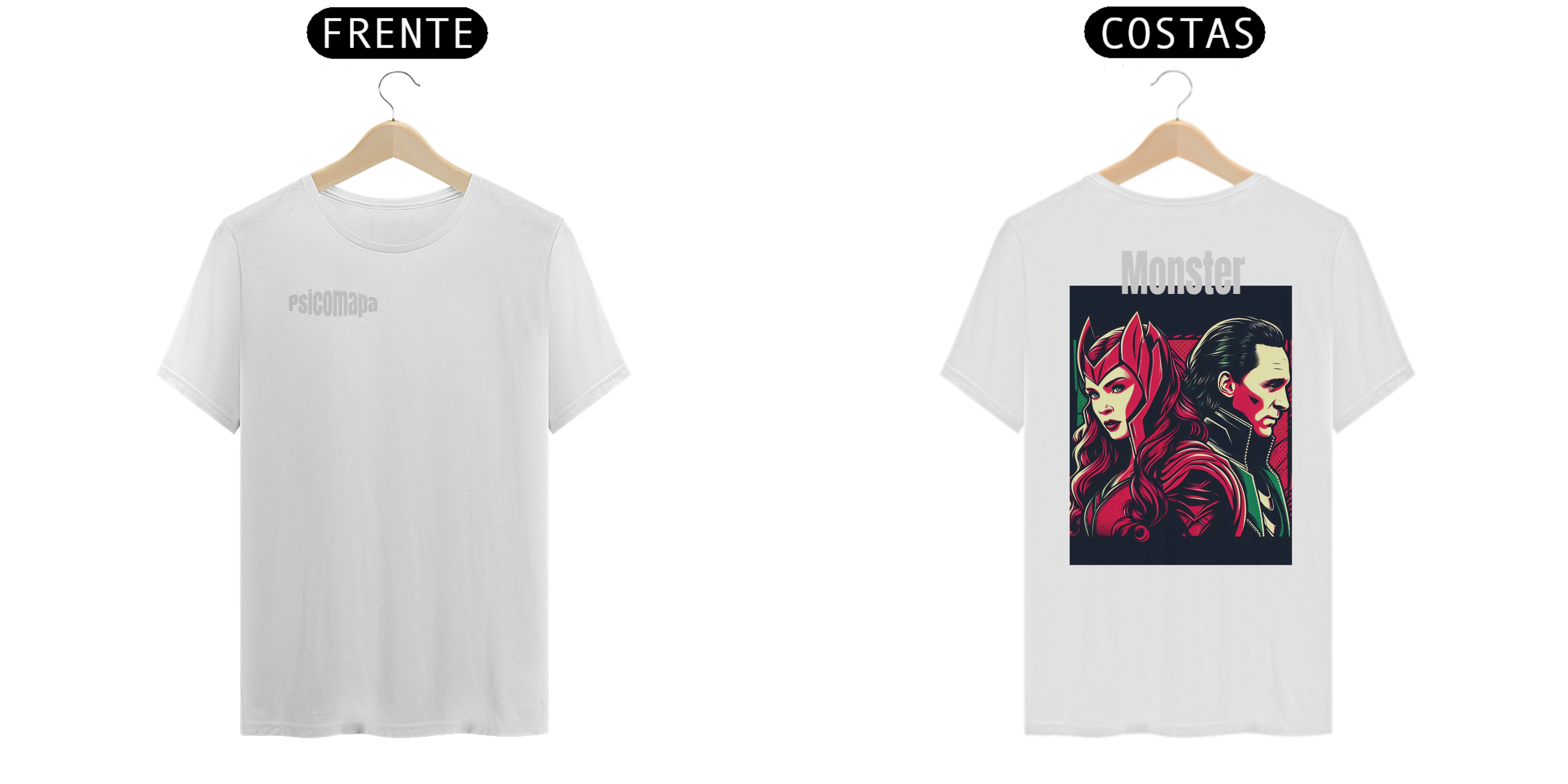 Nome do produto: Camiseta Estampada Loki e Feiticeira escarlate