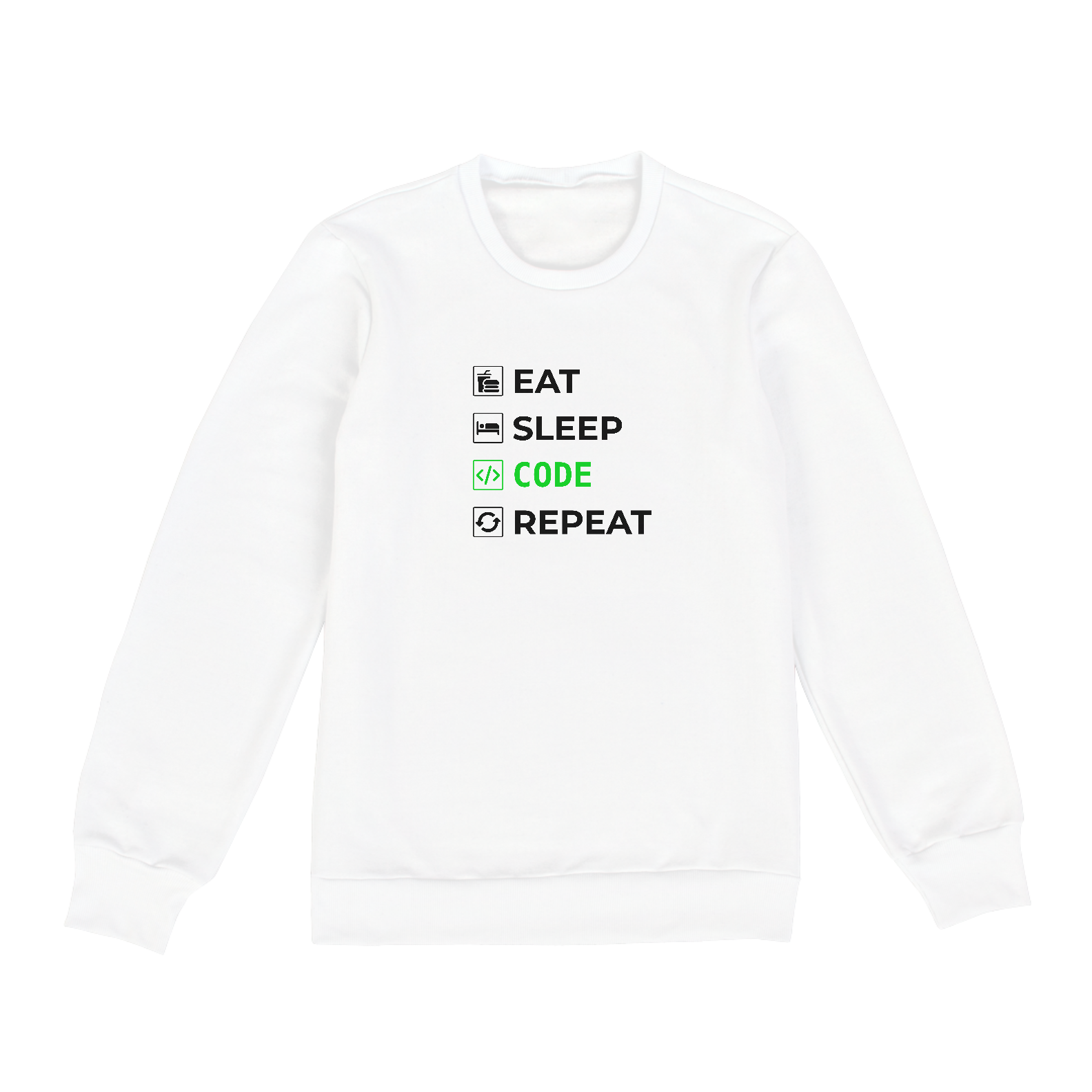 Moletom Eat Sleep Code Repeat Branco