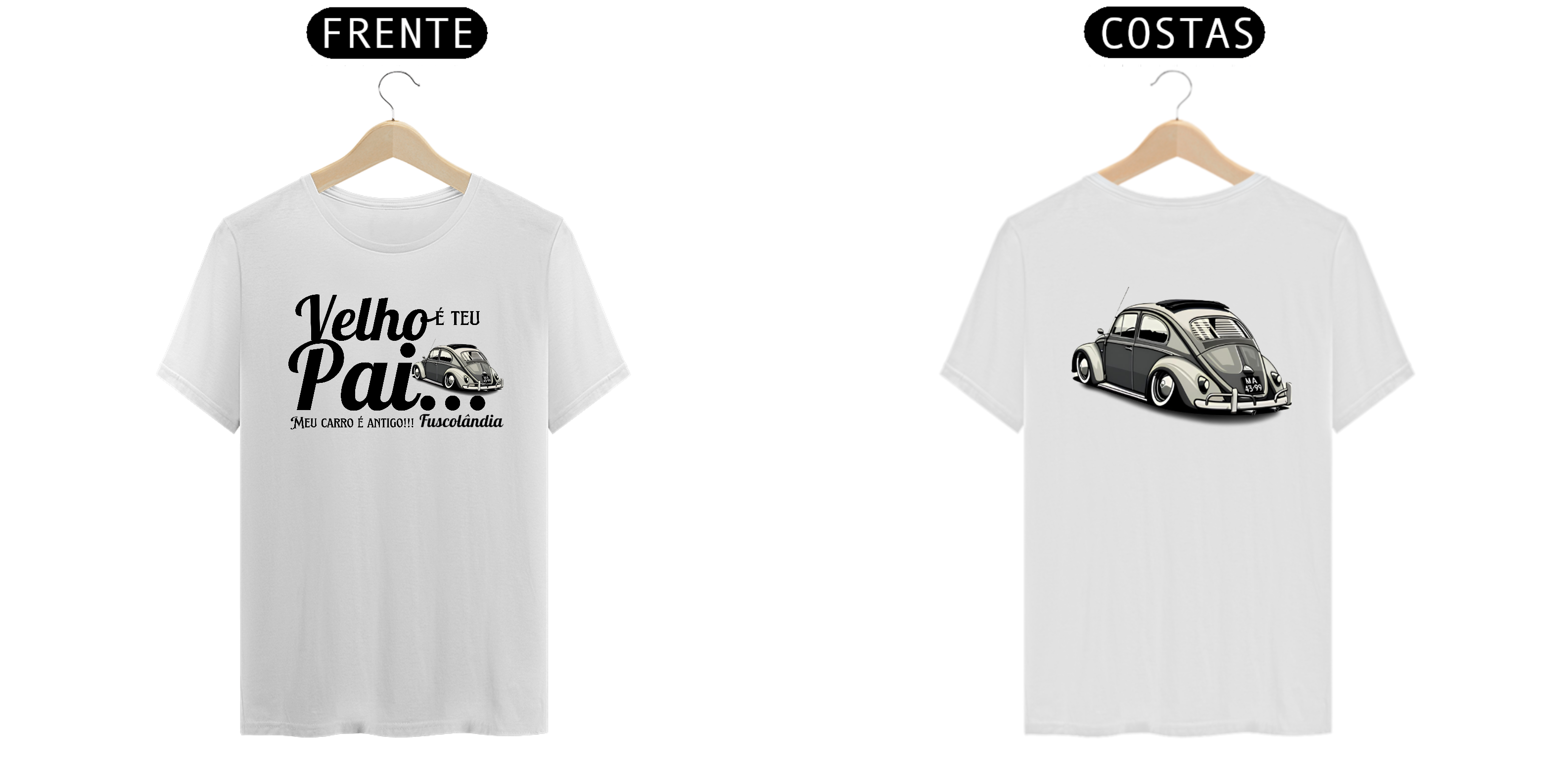 Camiseta Prime Meu Carro é Antigo Estampa Frente e Costas Branca