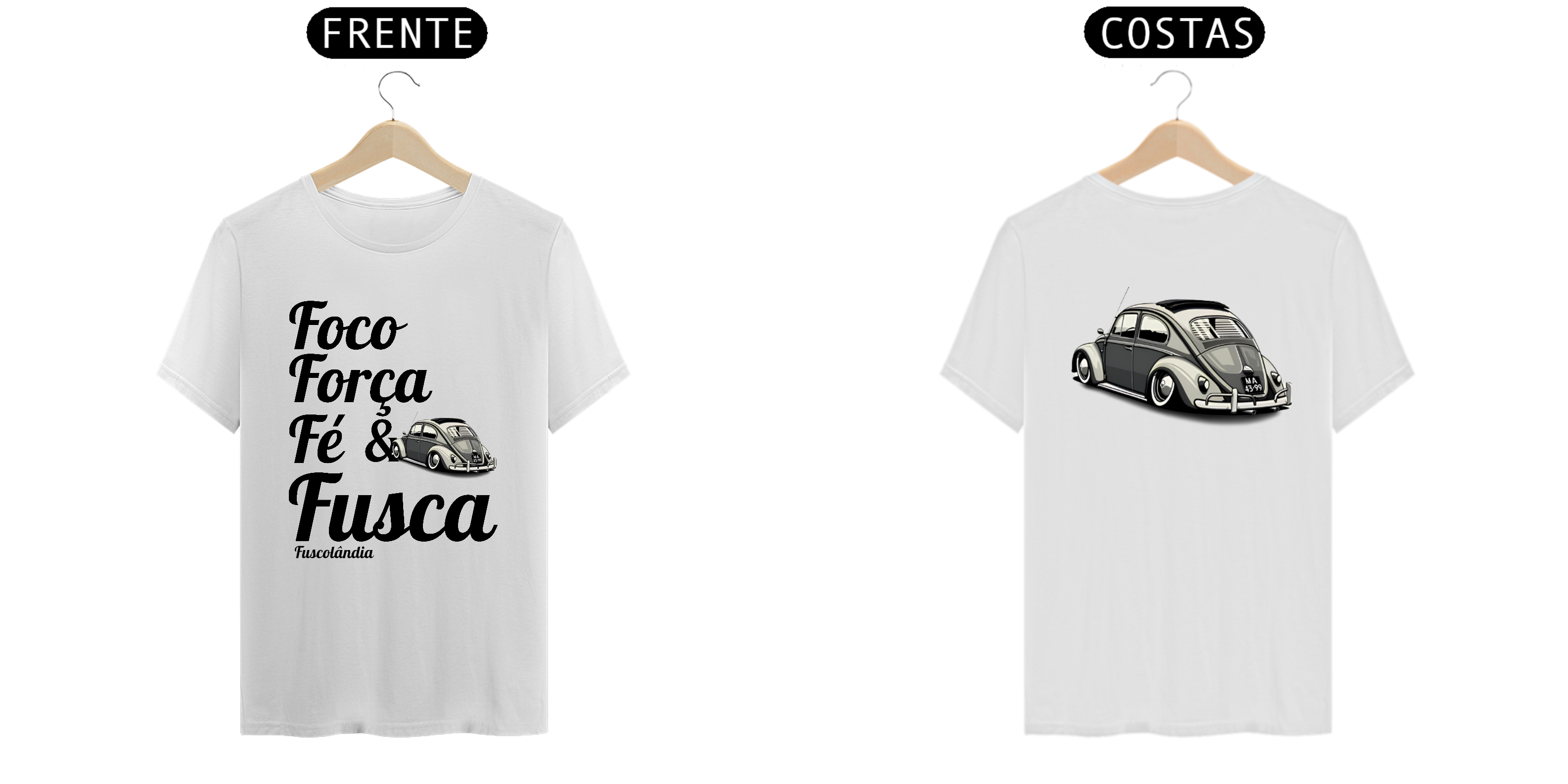 Camiseta Prime Masculina - Foco Força Fé E Fusca - cor branca