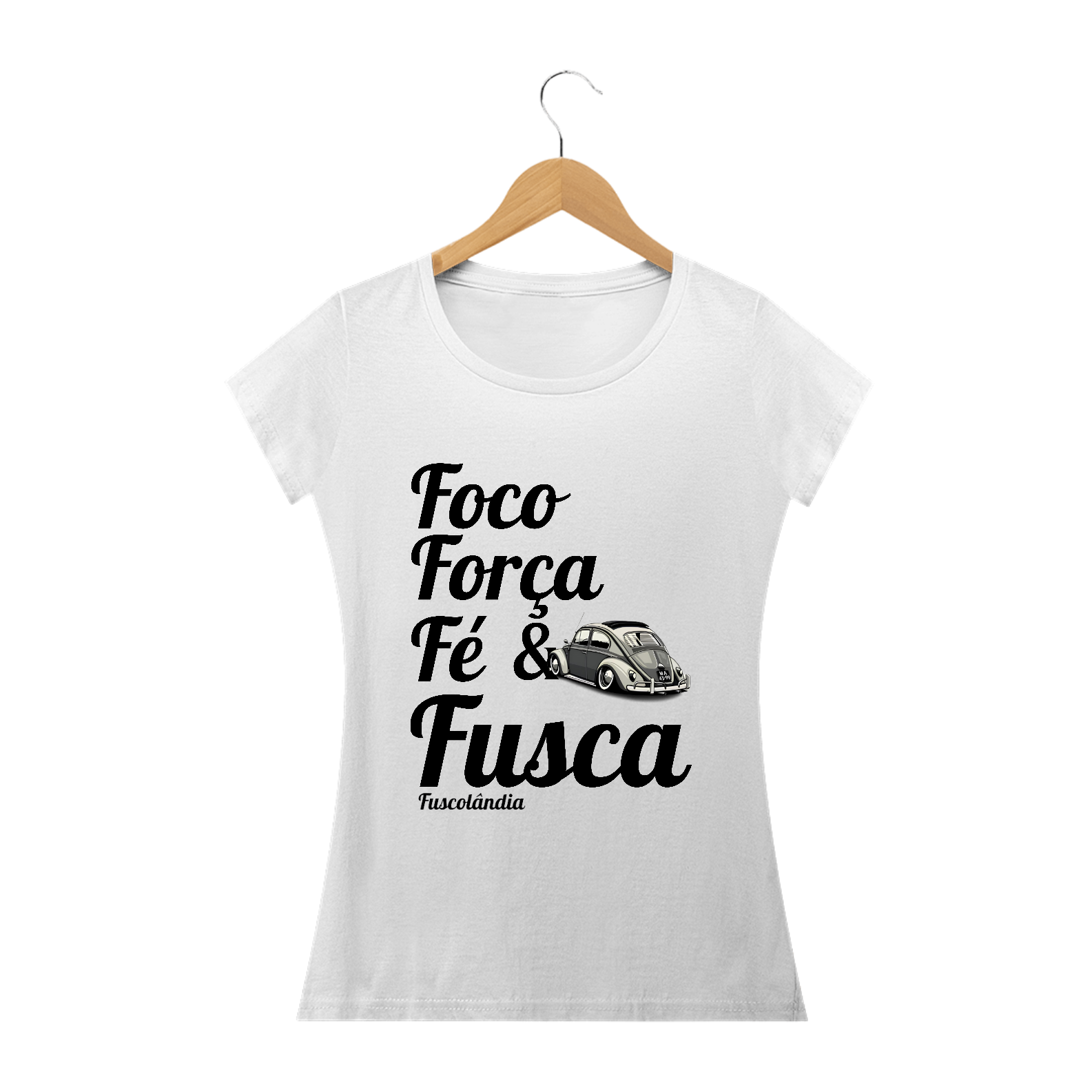 Camiseta Baby Long Prime Feminina - Foco Força Fé E Fusca - cor branca