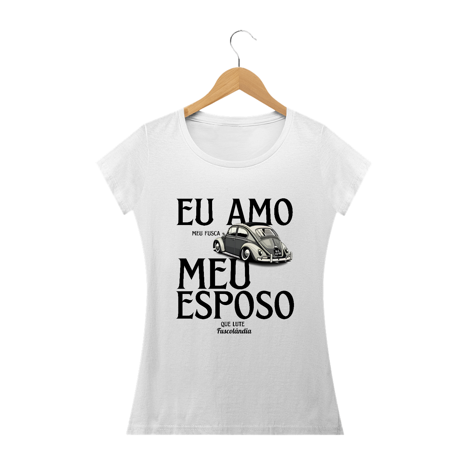 Camiseta Baby Long Prime Feminina - Eu Amo Meu Fusca