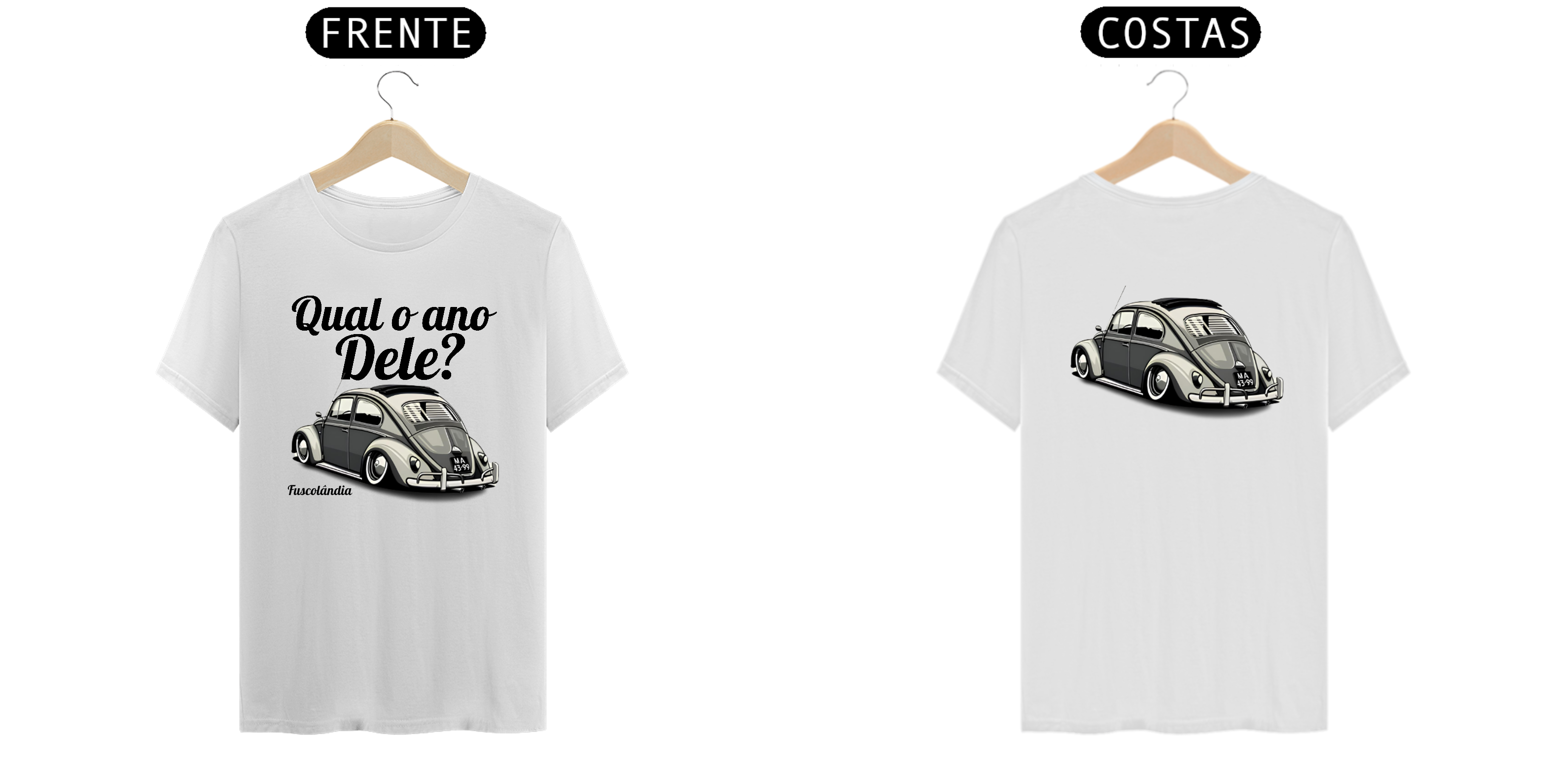 Camiseta Prime Masculina - Qual o Ano Dele? - Branca - Estampa Frente E Costas