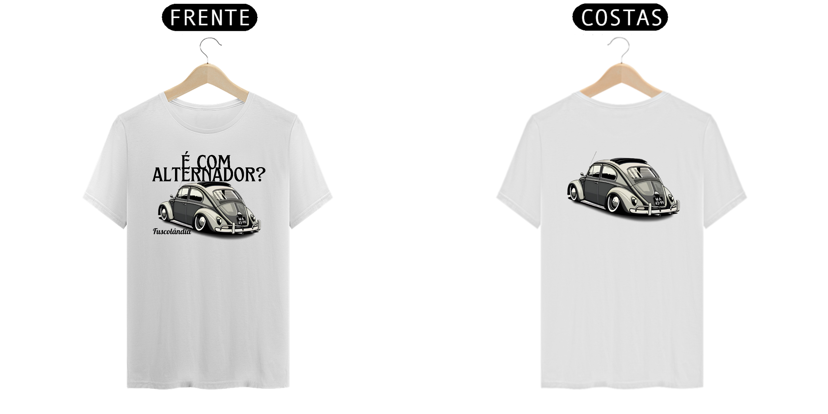 Camiseta Prime Masculina - É Com Alternador - Branca - Estampa Frente E Costas