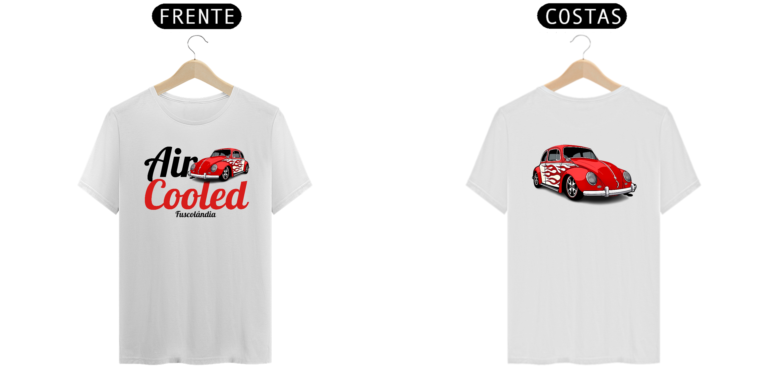 Camiseta Prime Masculina - Air Cooled - Branca - Estampa 2 Frente e Costas