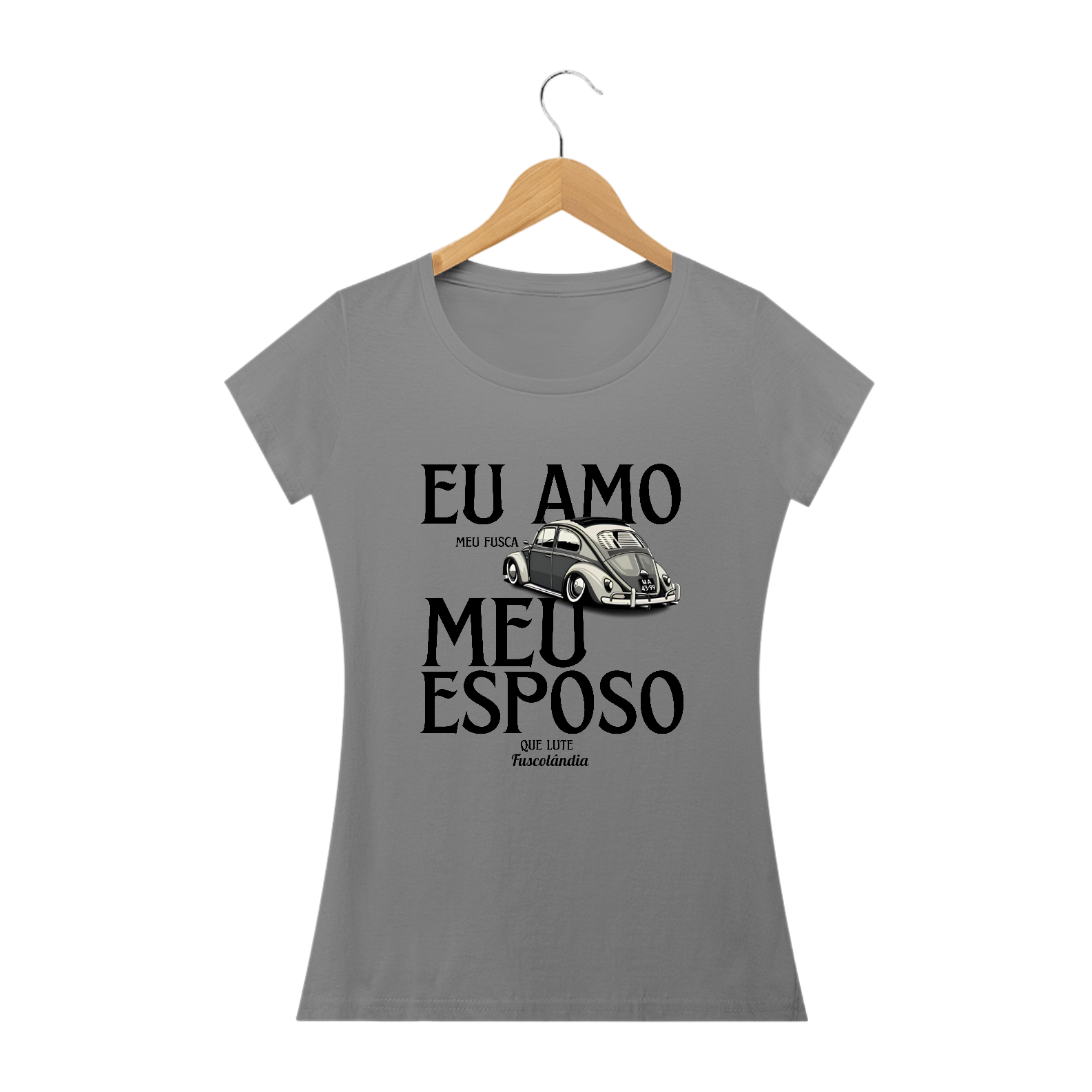Camiseta Baby Long Quality Feminina - Eu Amo Meu Fusca