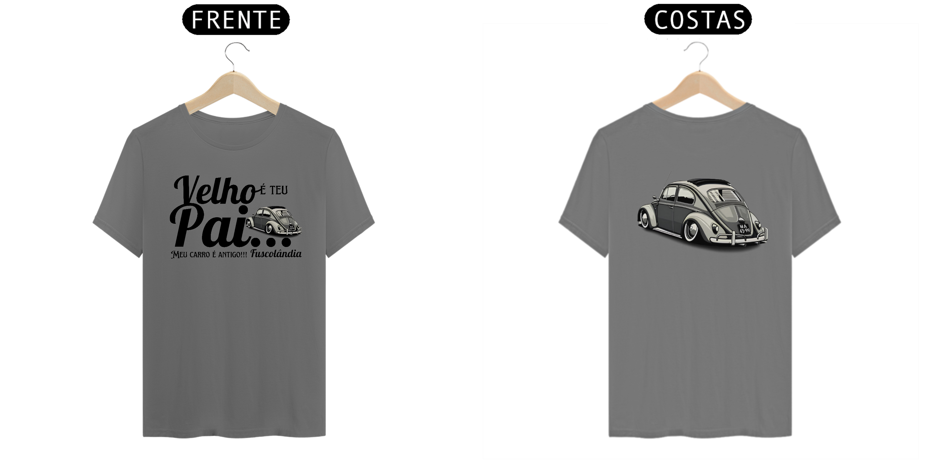 Camiseta Estonada - Meu Carro é Antigo - estampa frente e costas