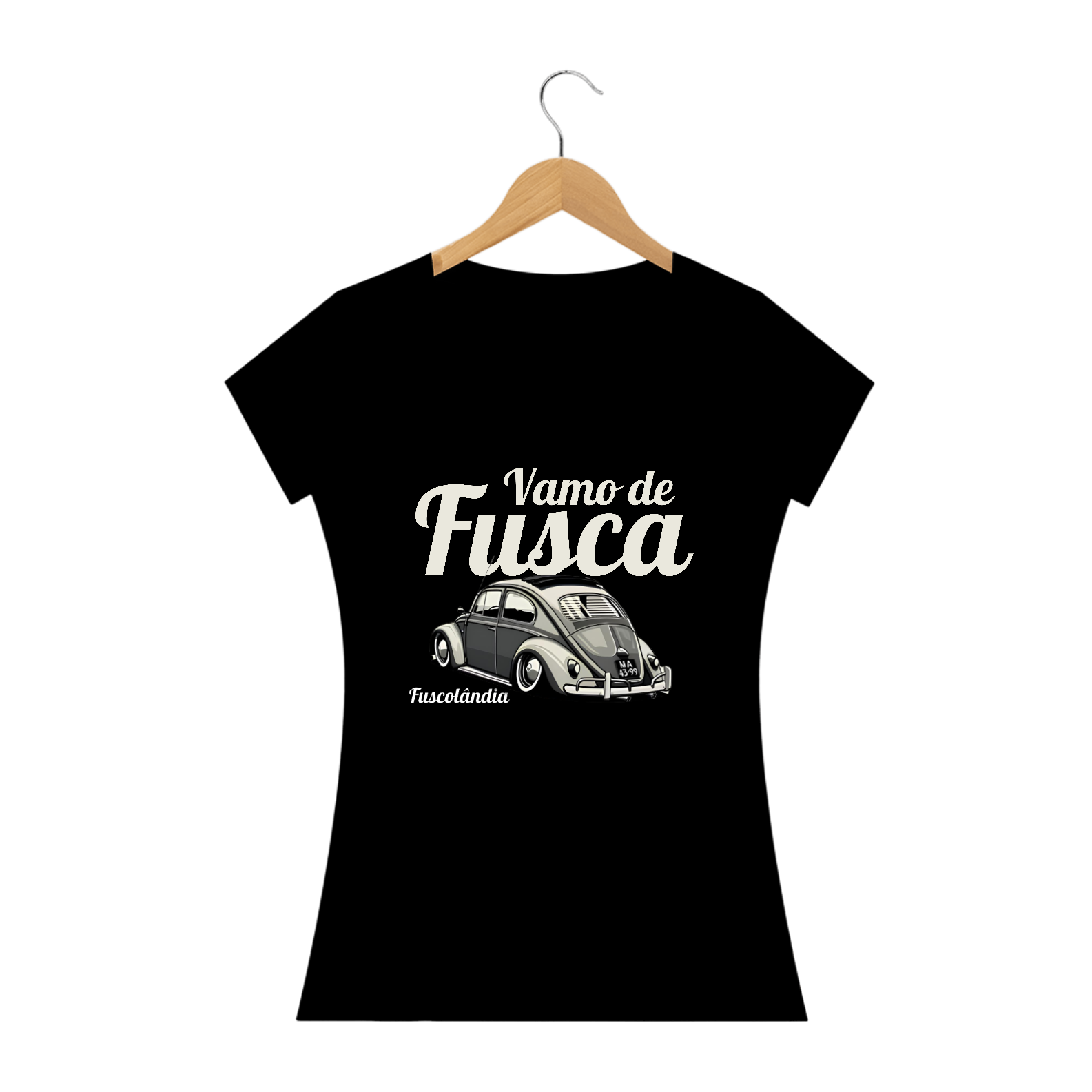 Camiseta Baby Long Prime - Vamo de Fusca - cor preta 