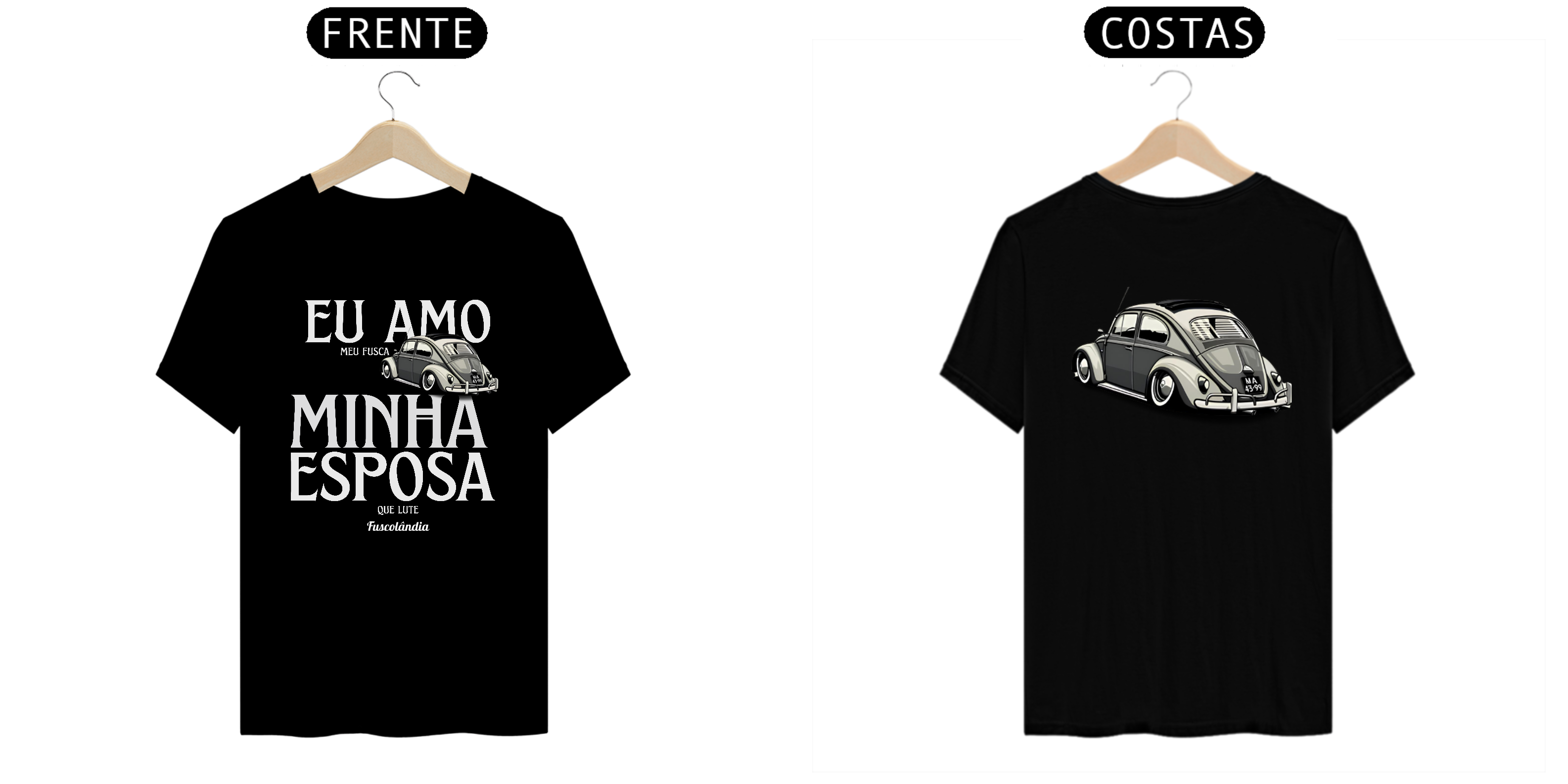 Camiseta Prime Masculina - Eu Amo Meu Fusca - Preta